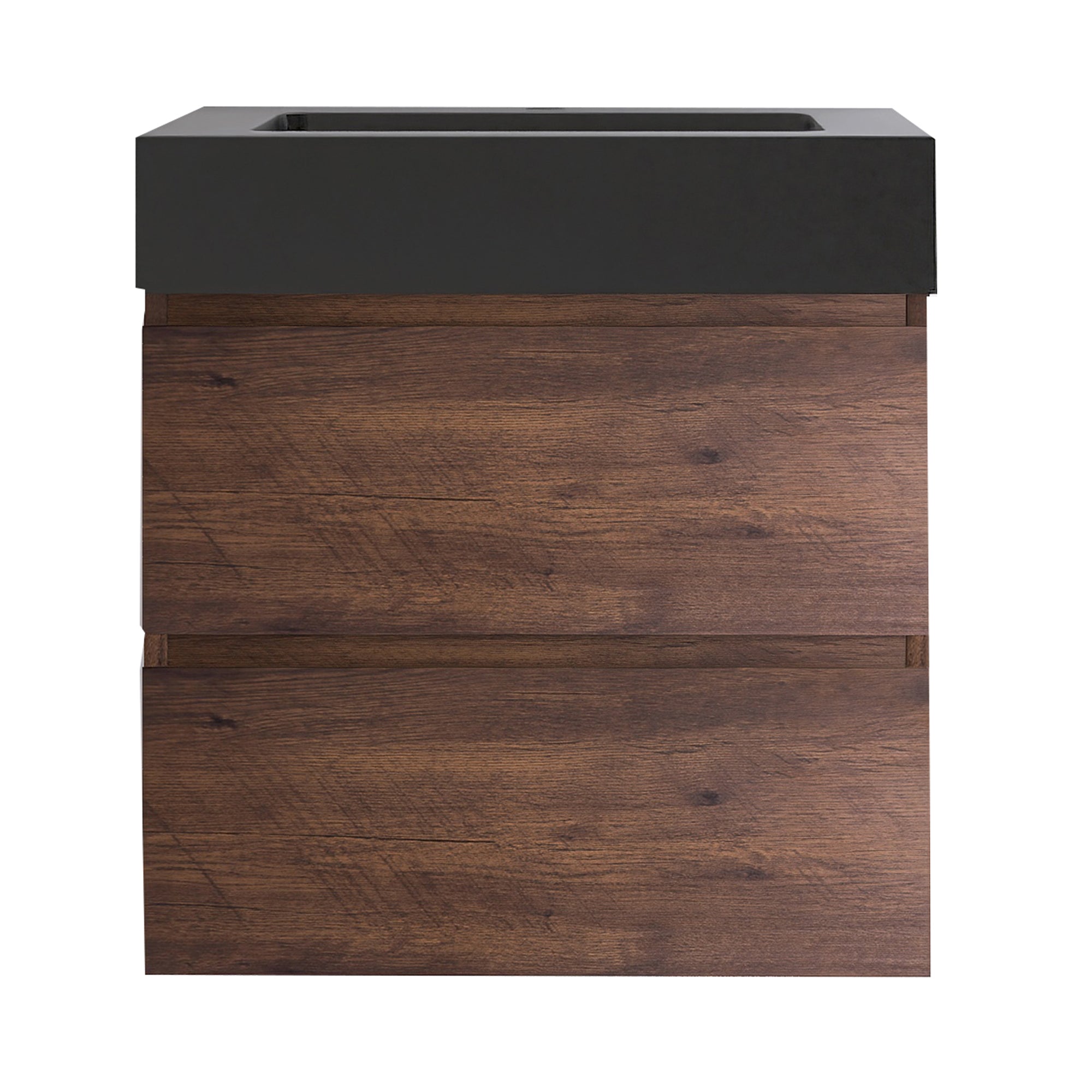 24"/30"/36" Wood Wall-Mounted Bathroom Vanity Set with Black Integrated Quartz Sand Sink
