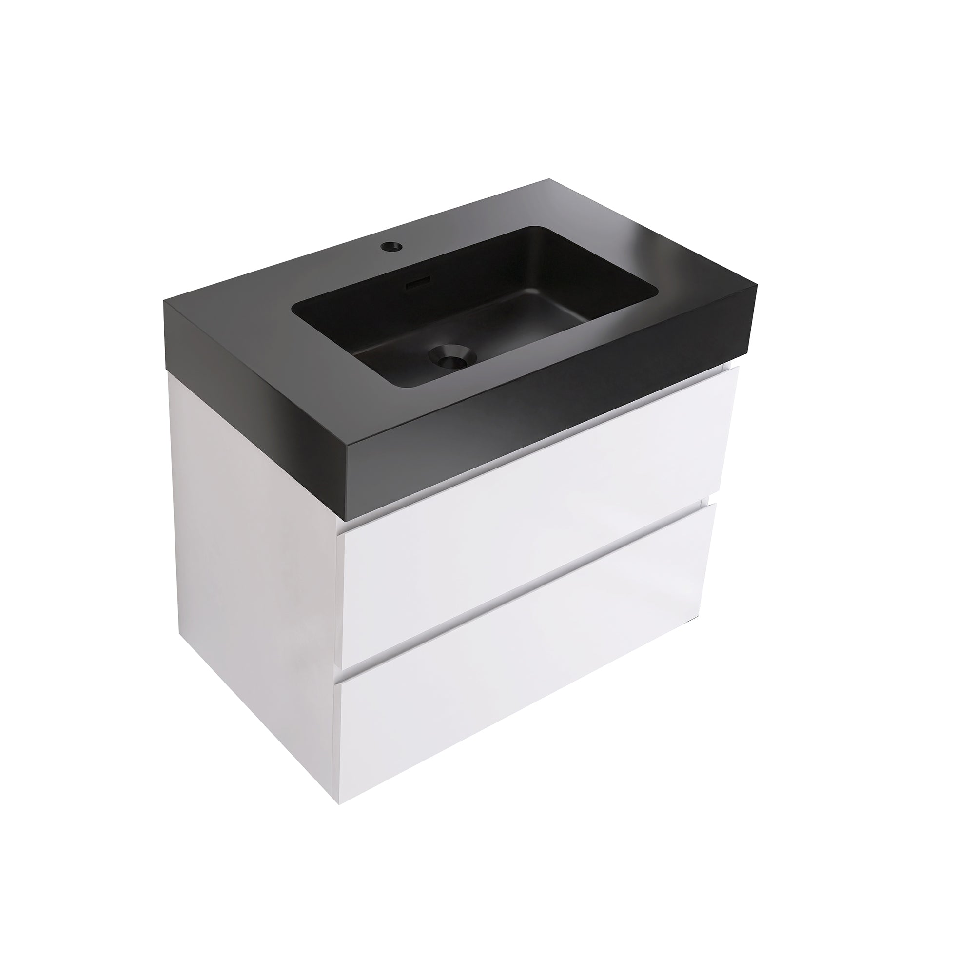24"/30"/36" Wood Wall-Mounted Bathroom Vanity Set with Black Integrated Quartz Sand Sink