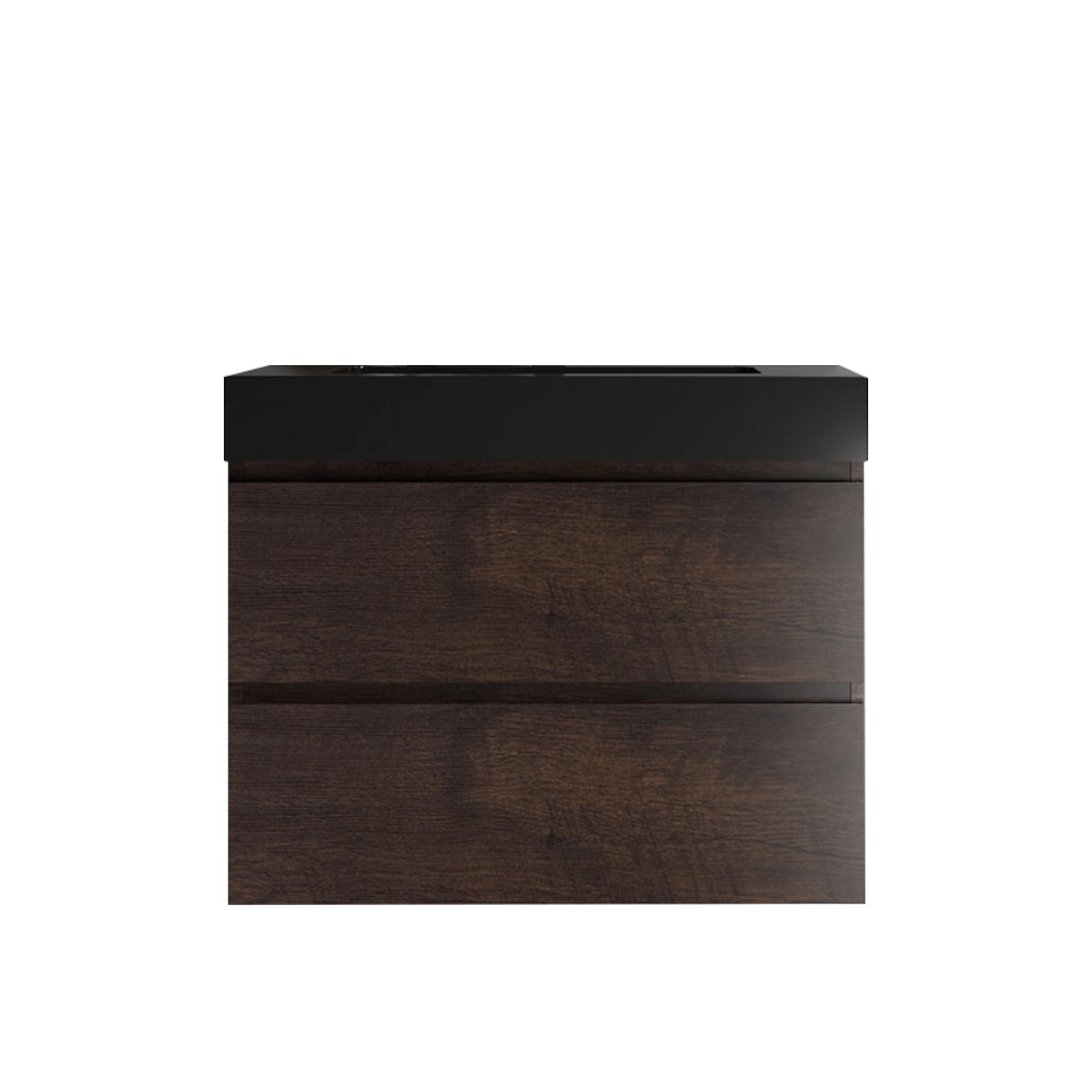 24"/30"/36" Wood Wall-Mounted Bathroom Vanity Set with Black Integrated Quartz Sand Sink