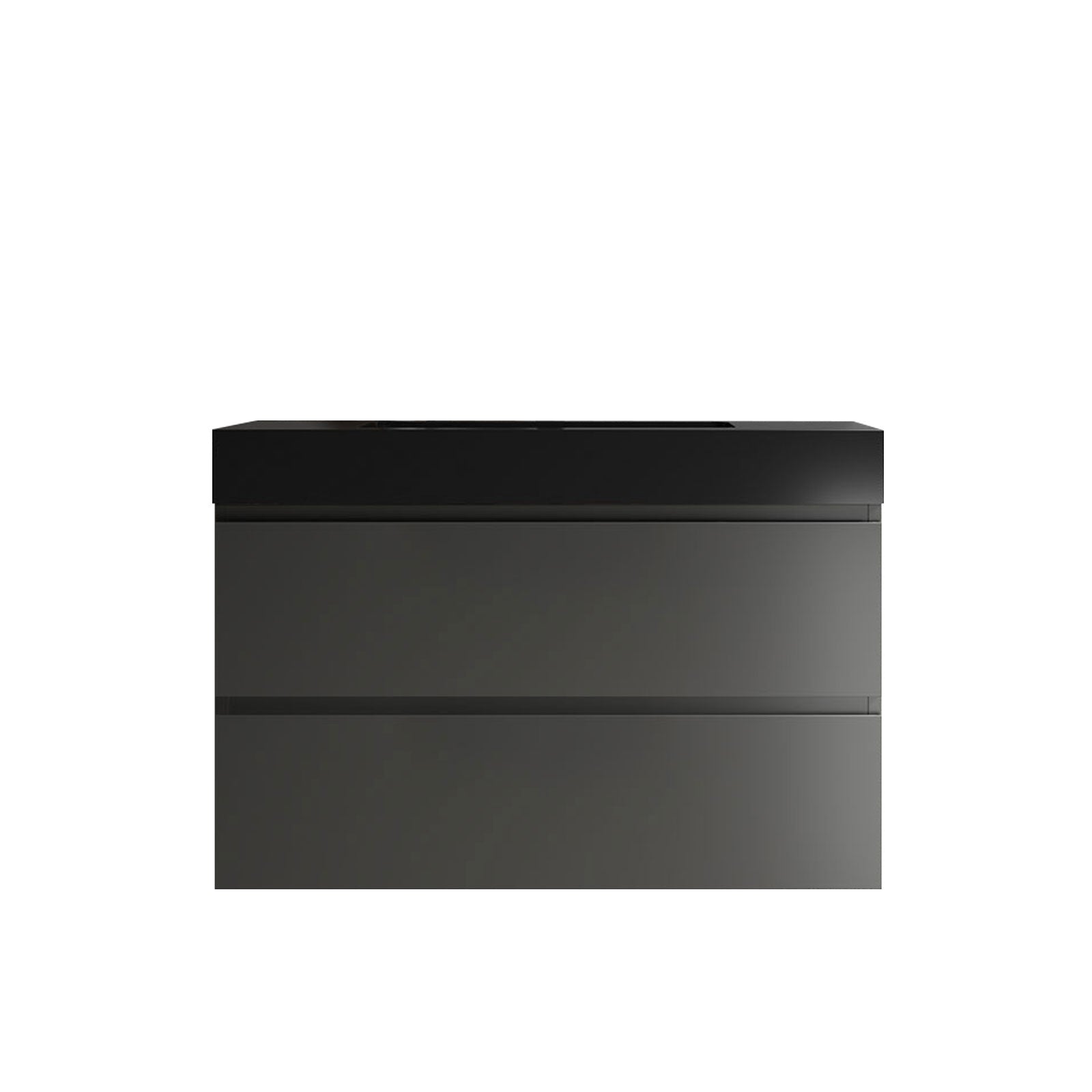24"/30"/36" Wood Wall-Mounted Bathroom Vanity Set with Black Integrated Quartz Sand Sink