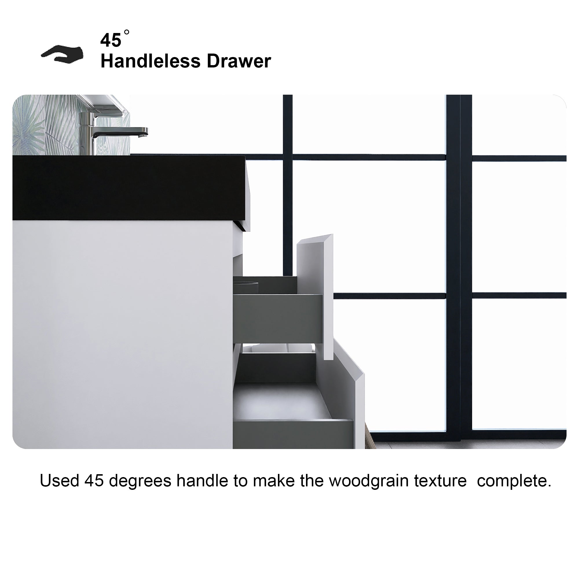24"/30"/36" Wood Wall-Mounted Bathroom Vanity Set with Black Integrated Quartz Sand Sink