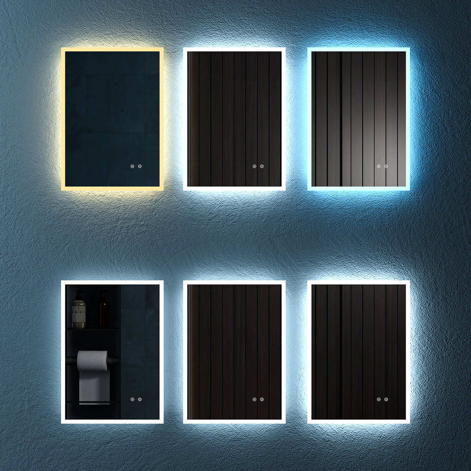 Rectangular Frameless Dimmable Wall Mounted LED Bathroom Vanity Mirror