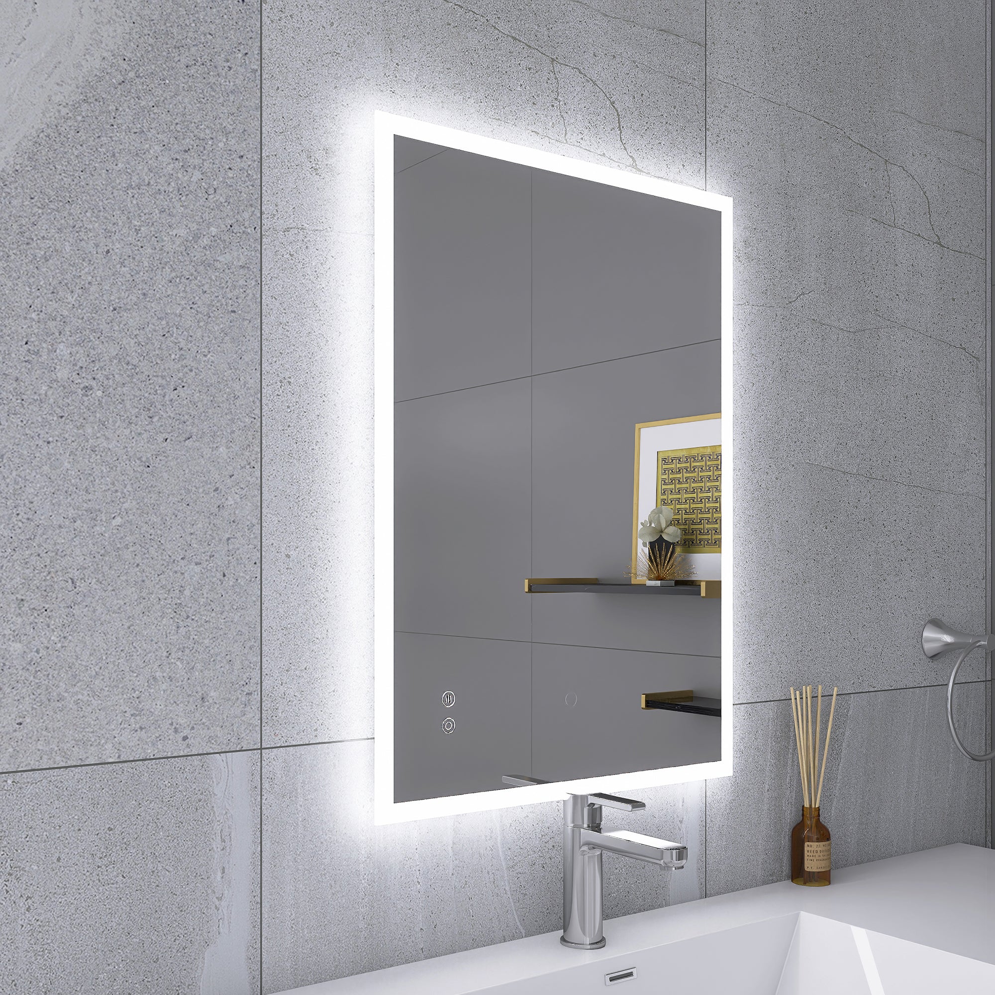 Rectangular Frameless Dimmable Wall Mounted LED Bathroom Vanity Mirror