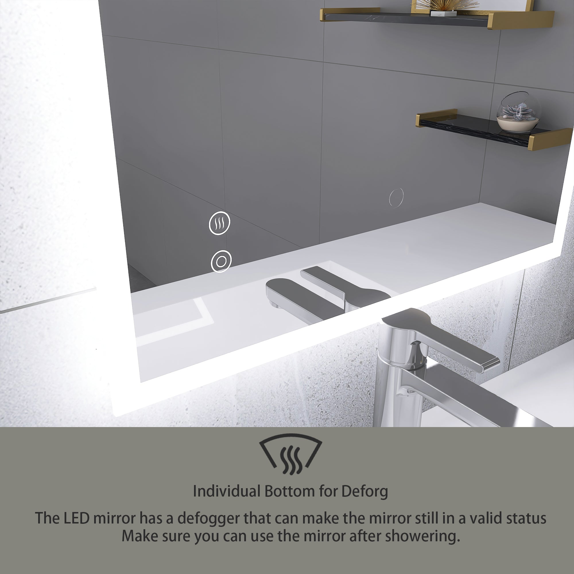 Rectangular Frameless Dimmable Wall Mounted LED Bathroom Vanity Mirror