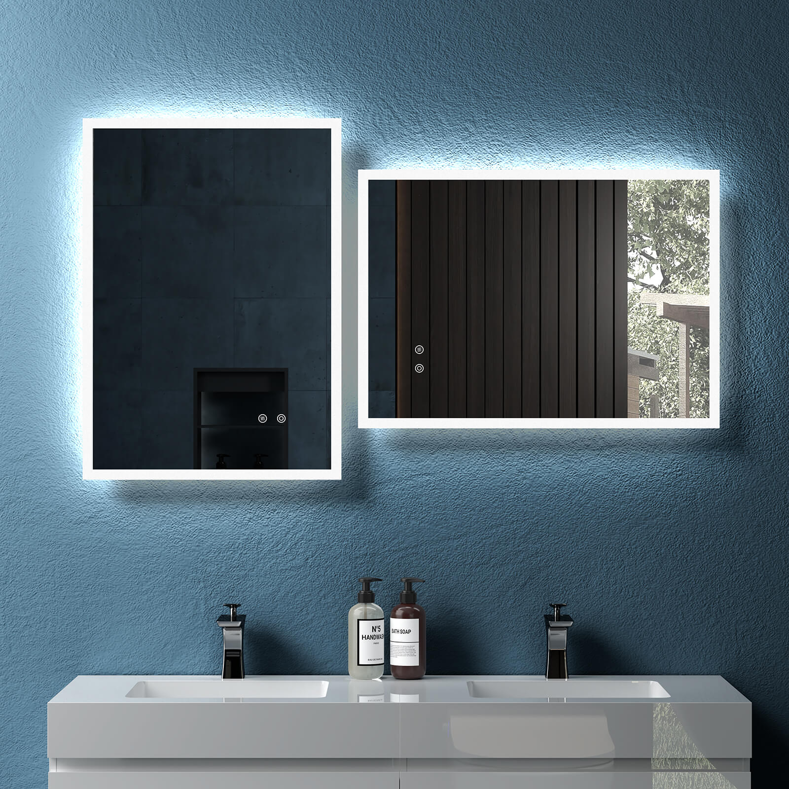 Rectangular Frameless Dimmable Wall Mounted LED Bathroom Vanity Mirror