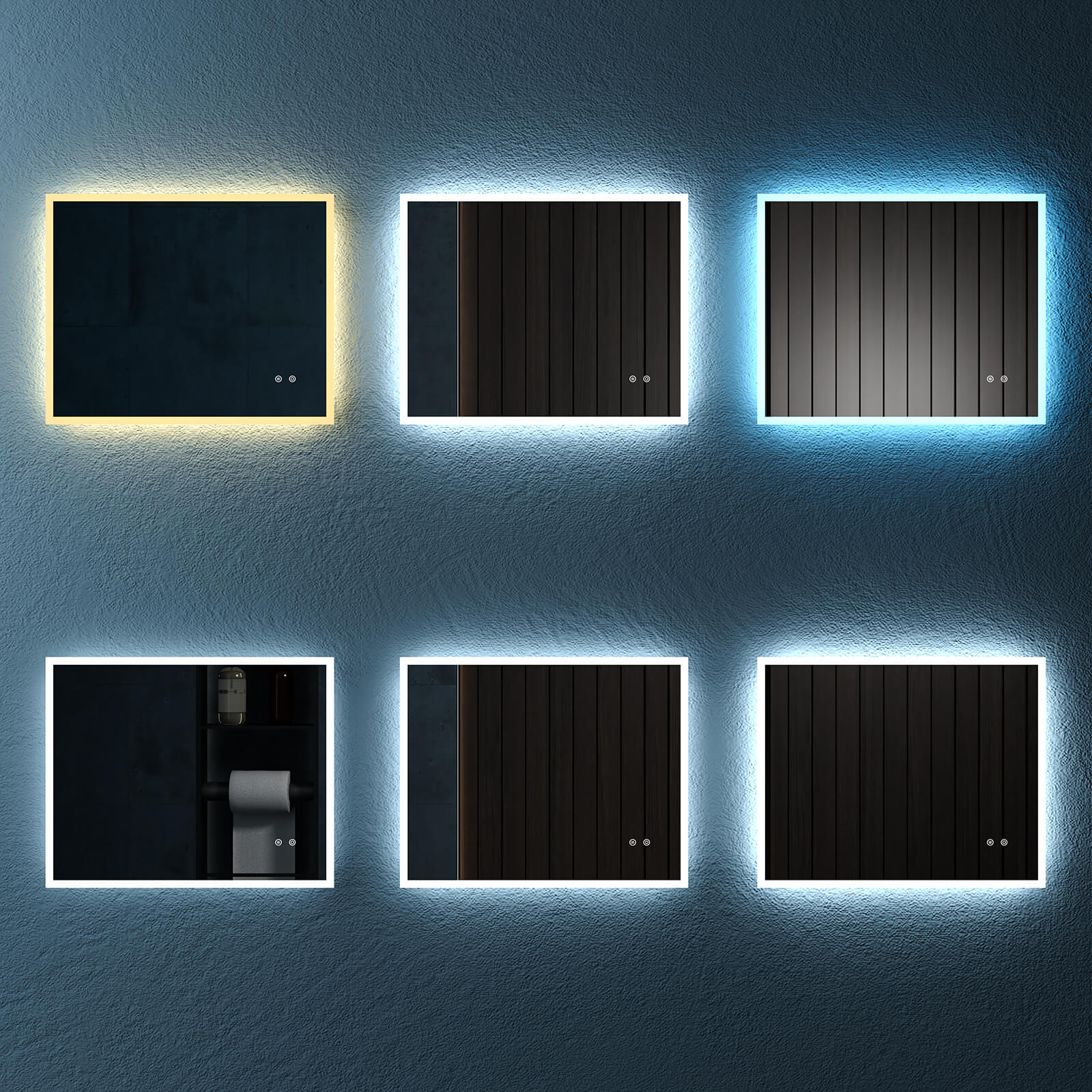Rectangular Frameless Dimmable Wall Mounted LED Bathroom Vanity Mirror