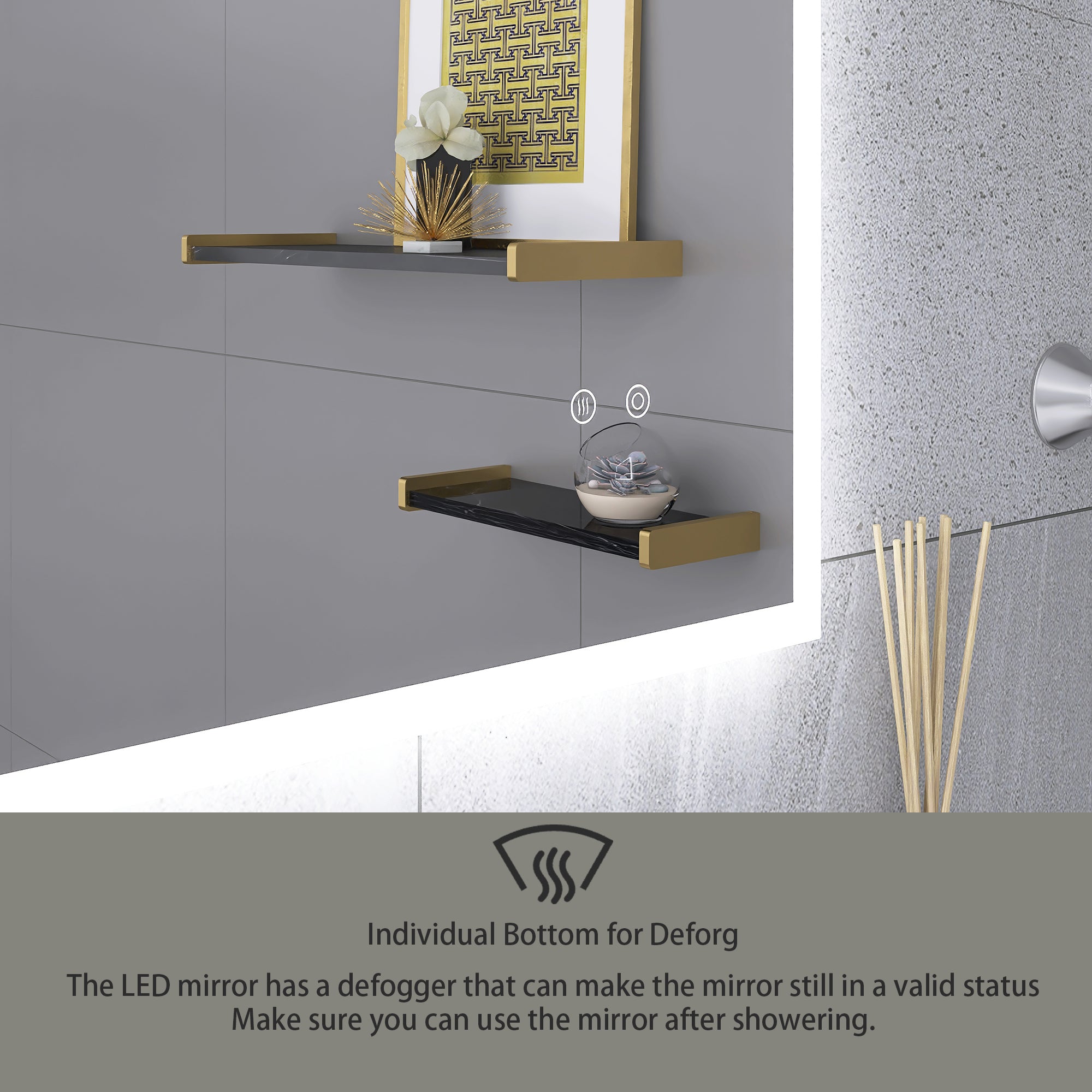 Rectangular Frameless Dimmable Wall Mounted LED Bathroom Vanity Mirror