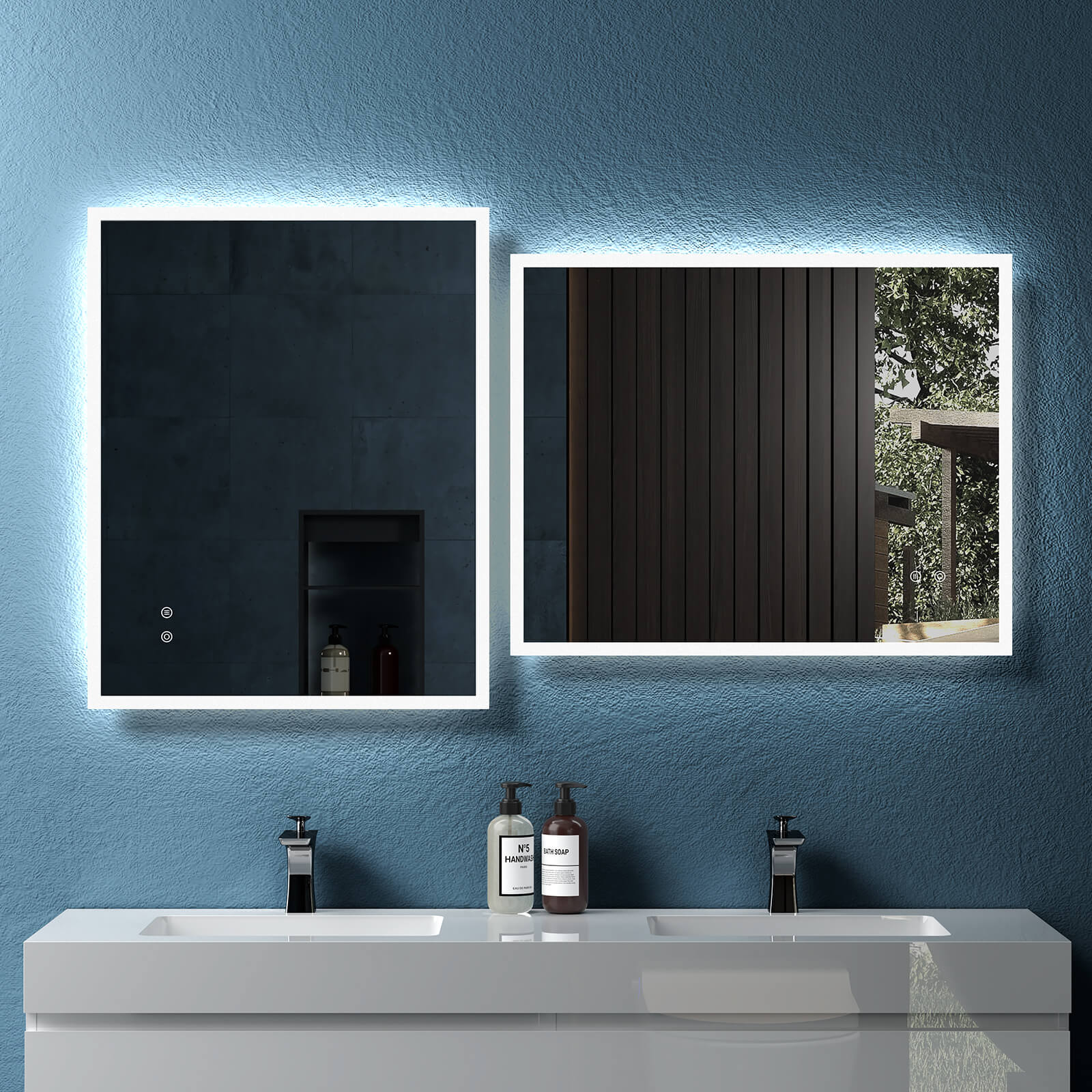 Rectangular Frameless Dimmable Wall Mounted LED Bathroom Vanity Mirror