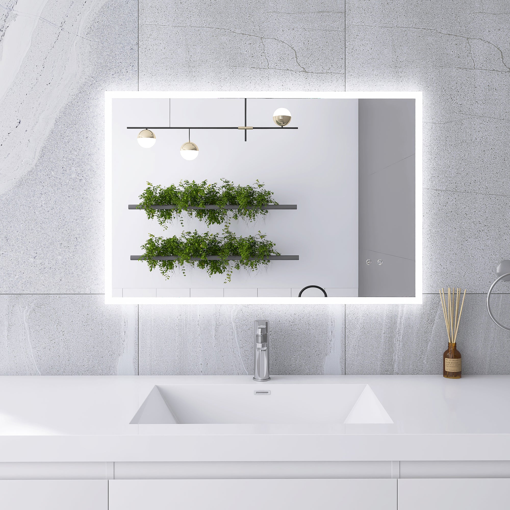 Rectangular Frameless Dimmable Wall Mounted LED Bathroom Vanity Mirror