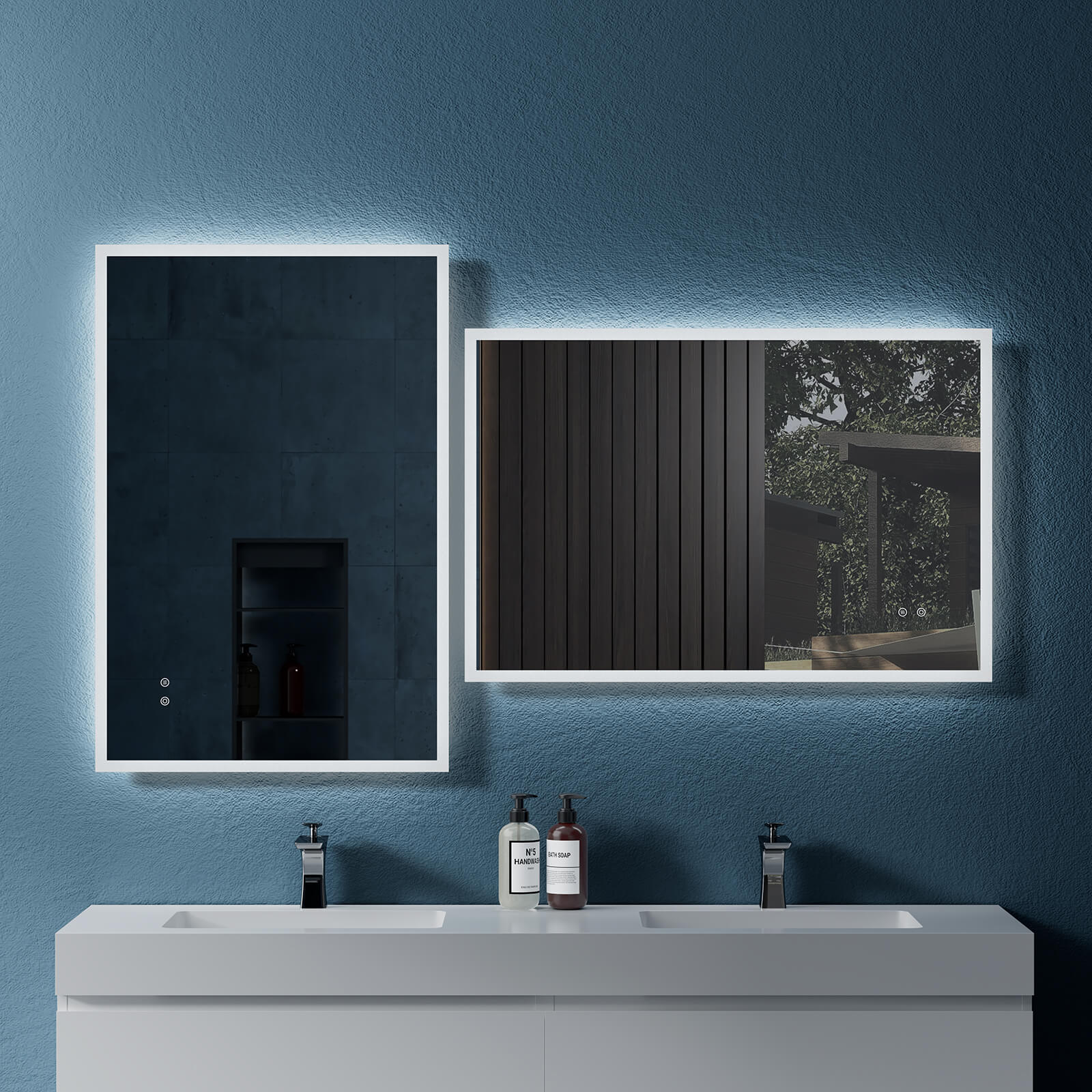 Rectangular Frameless Dimmable Wall Mounted LED Bathroom Vanity Mirror