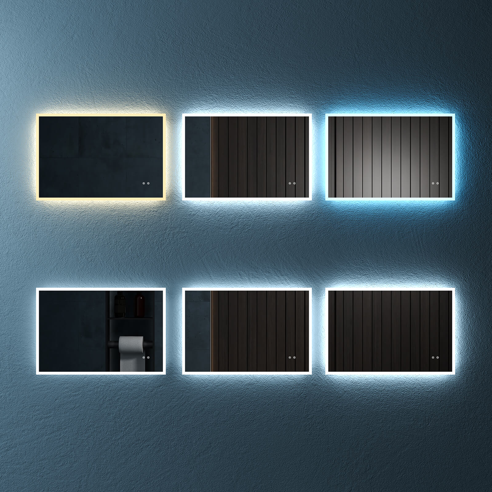 Rectangular Frameless Dimmable Wall Mounted LED Bathroom Vanity Mirror