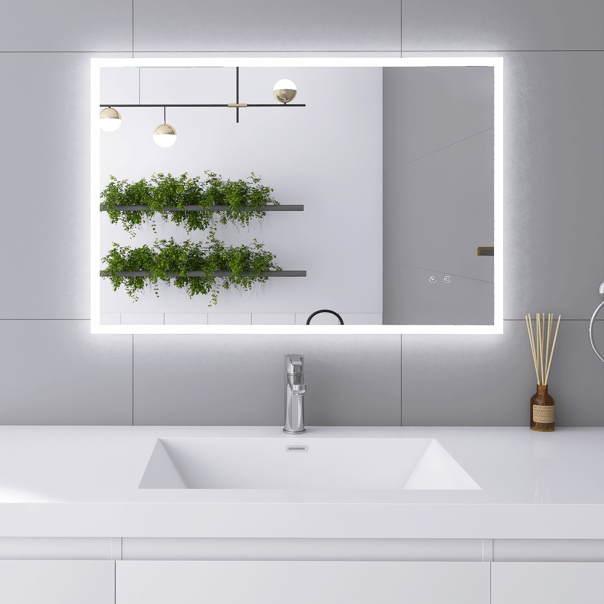 Rectangular Frameless Dimmable Wall Mounted LED Bathroom Vanity Mirror