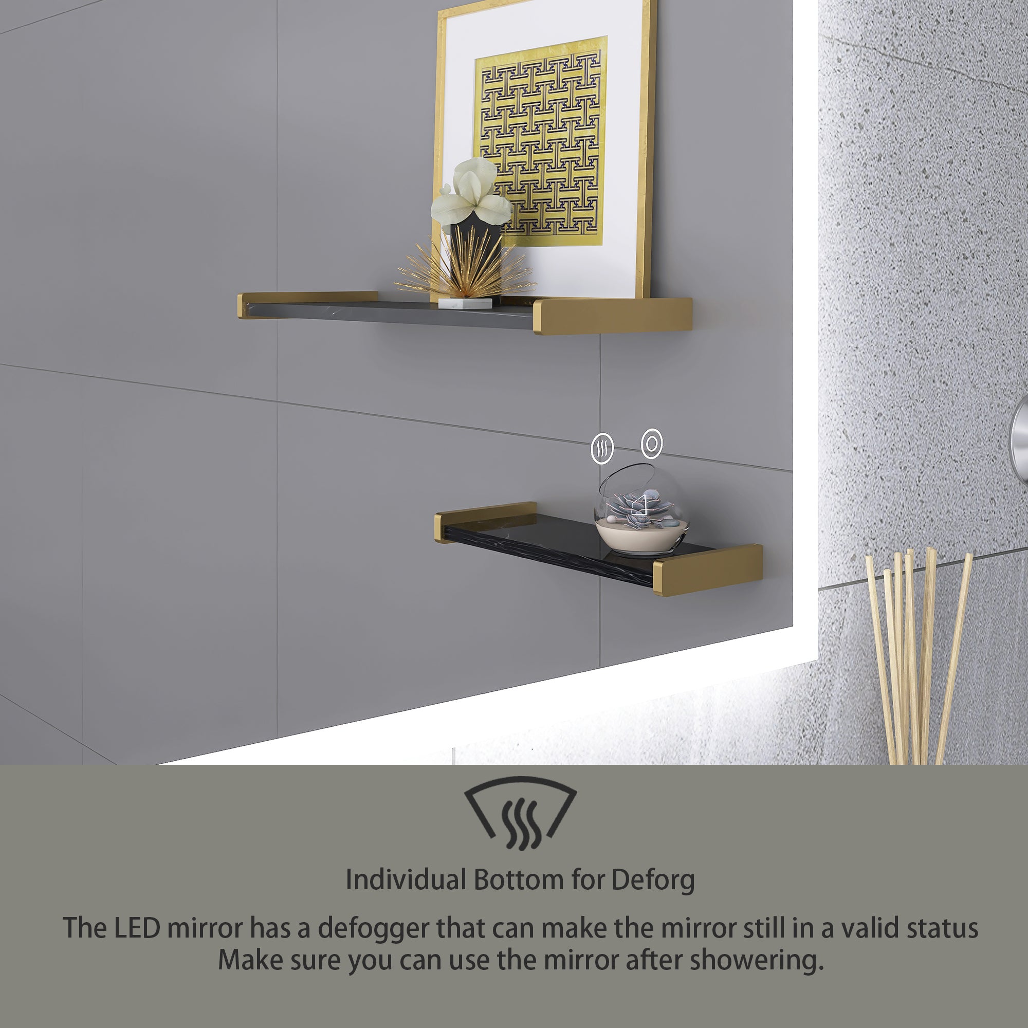 Rectangular Frameless Dimmable Wall Mounted LED Bathroom Vanity Mirror