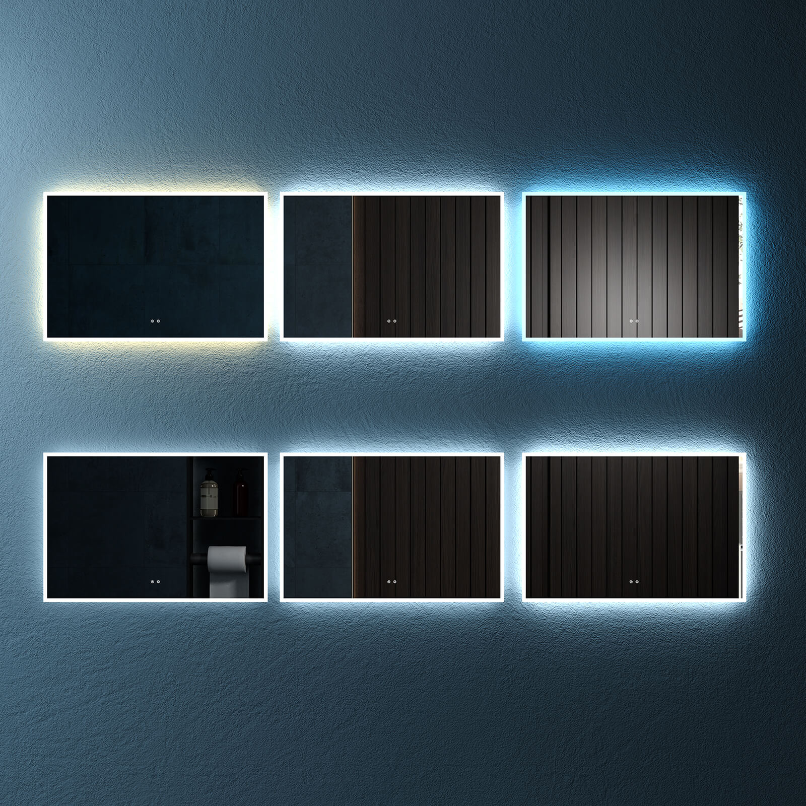 Rectangular Frameless Dimmable Wall Mounted LED Bathroom Vanity Mirror