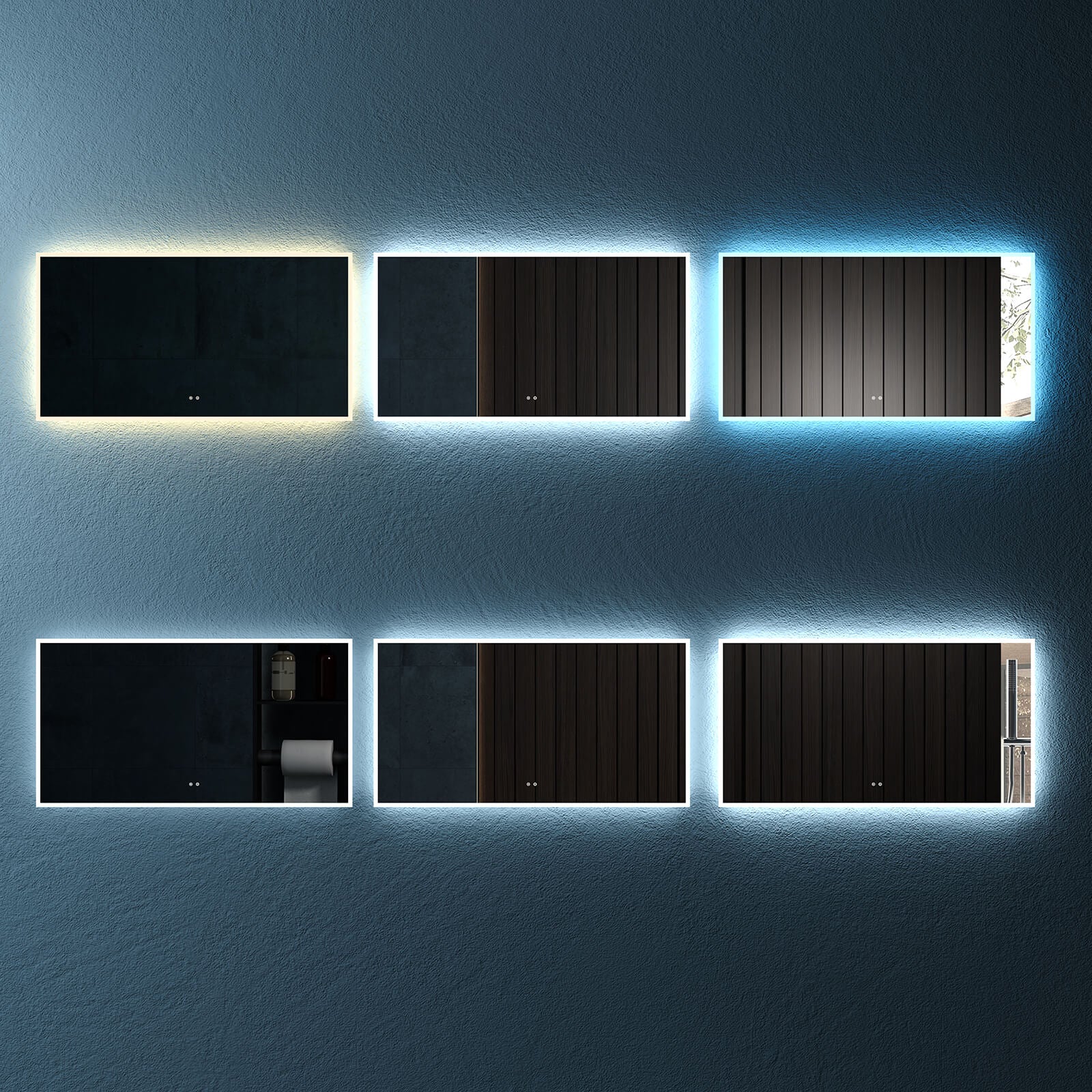 Rectangular Frameless Dimmable Wall Mounted LED Bathroom Vanity Mirror