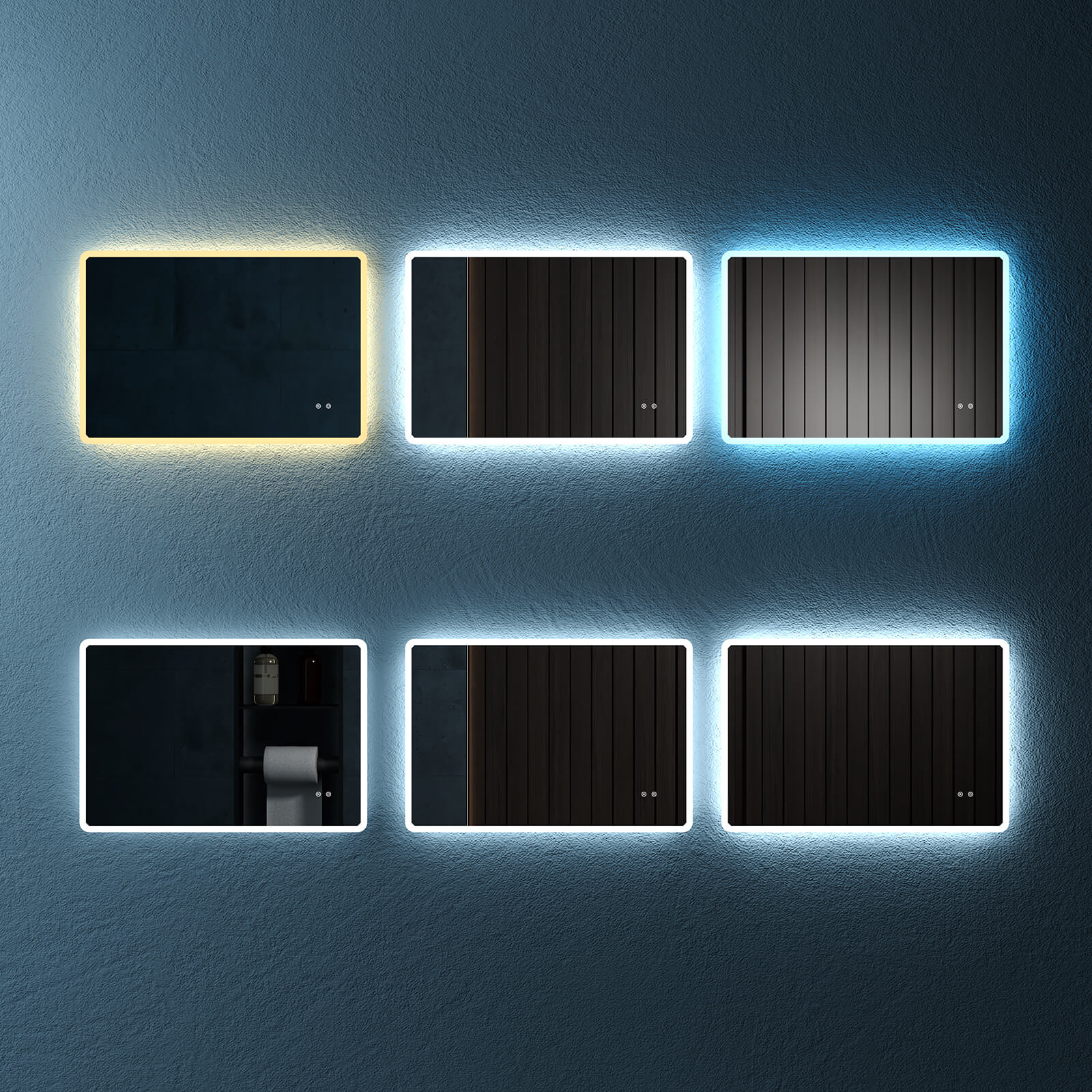 Rectangular Frameless Dimmable Wall Mounted LED Bathroom Vanity Mirror