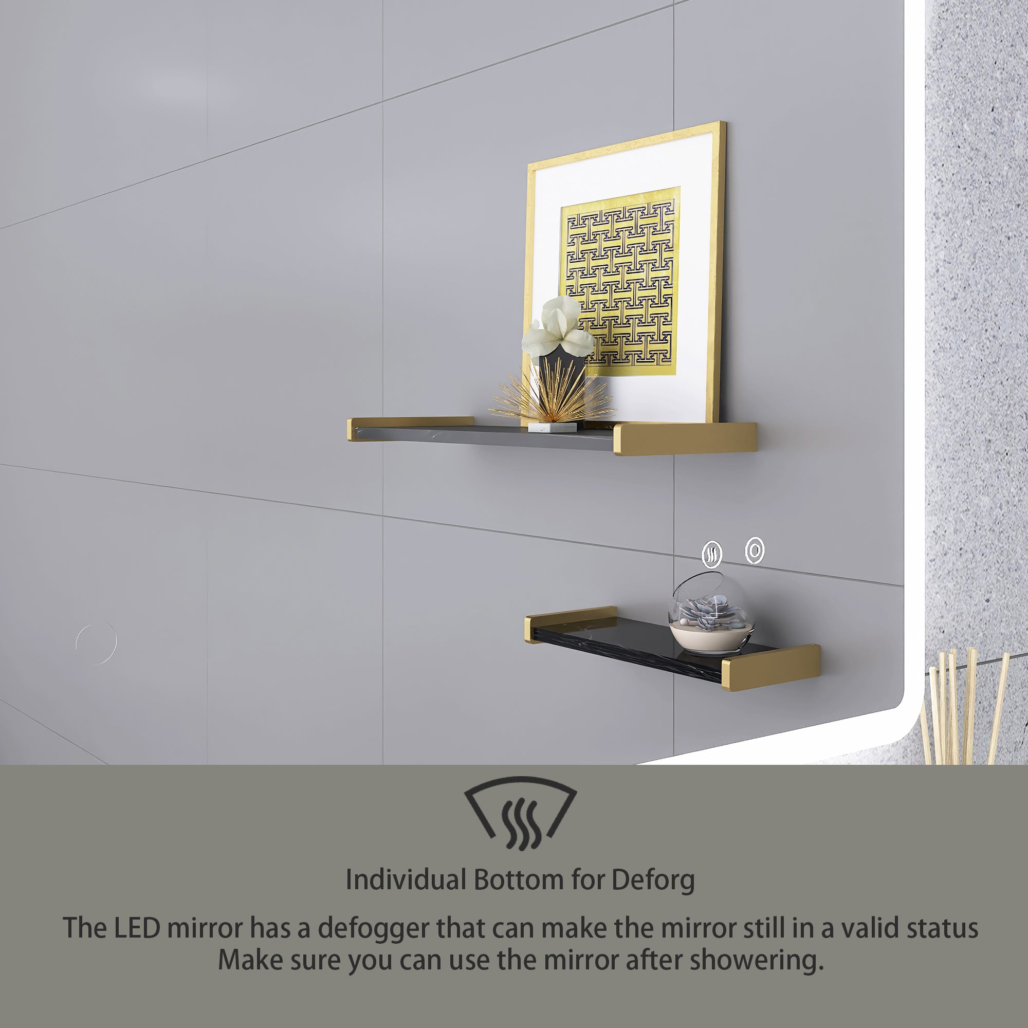 Rectangular Frameless Dimmable Wall Mounted LED Bathroom Vanity Mirror