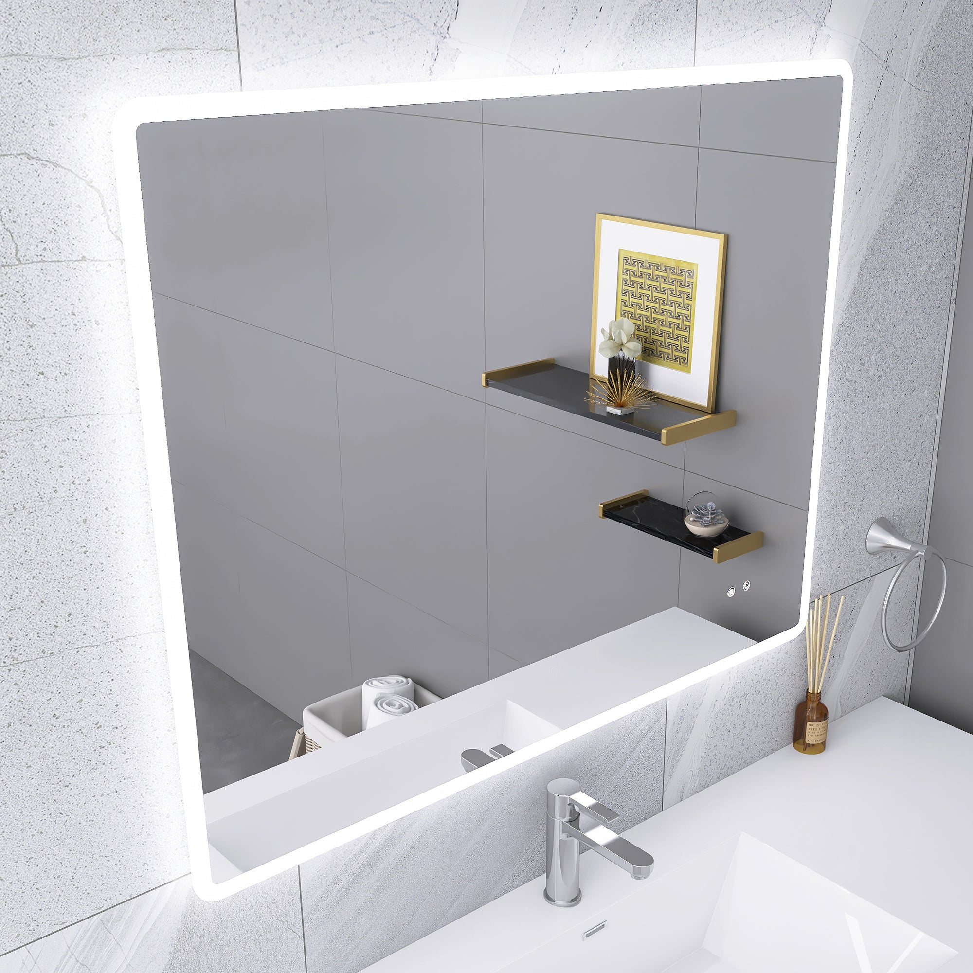 Rectangular Frameless Dimmable Wall Mounted LED Bathroom Vanity Mirror