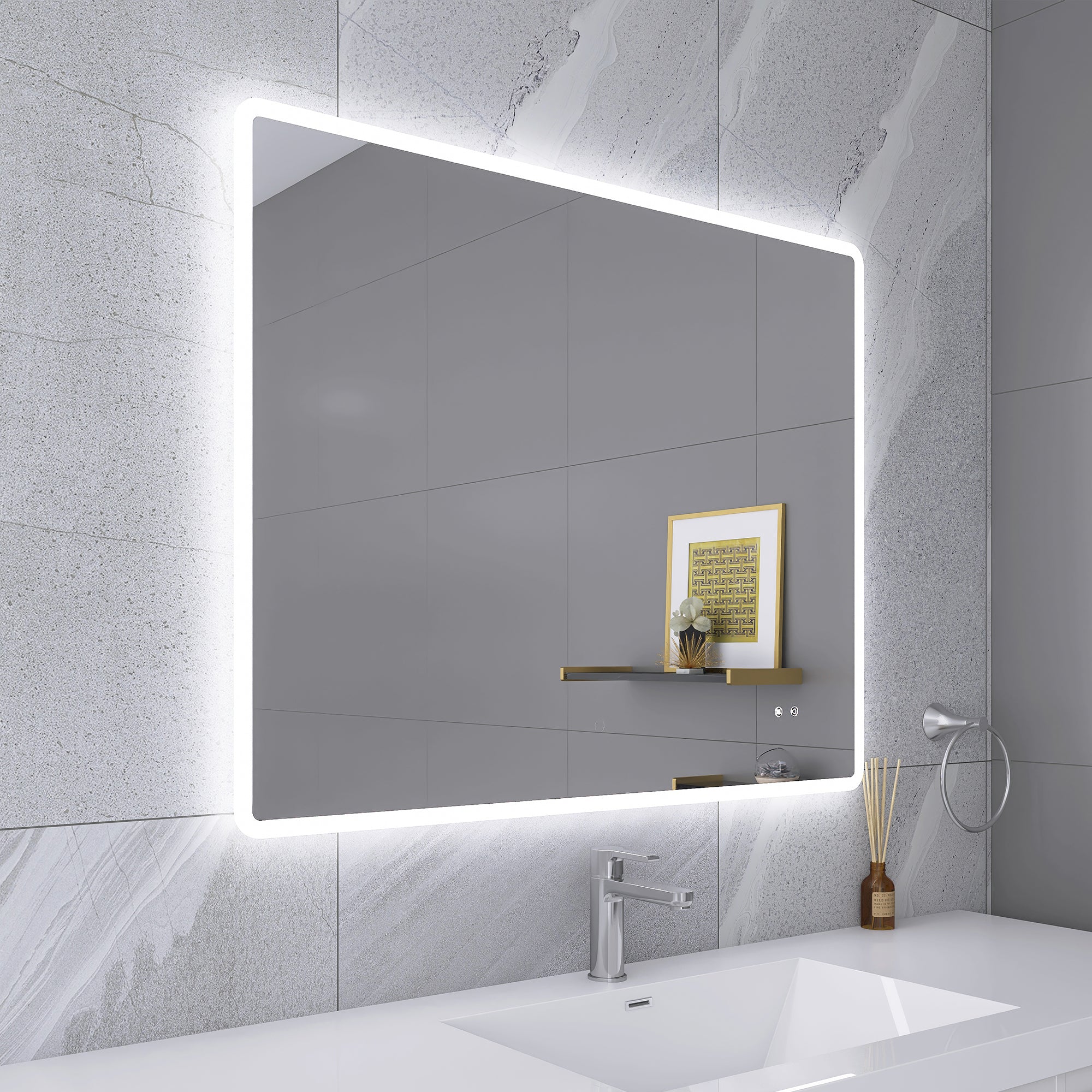 Rectangular Frameless Dimmable Wall Mounted LED Bathroom Vanity Mirror