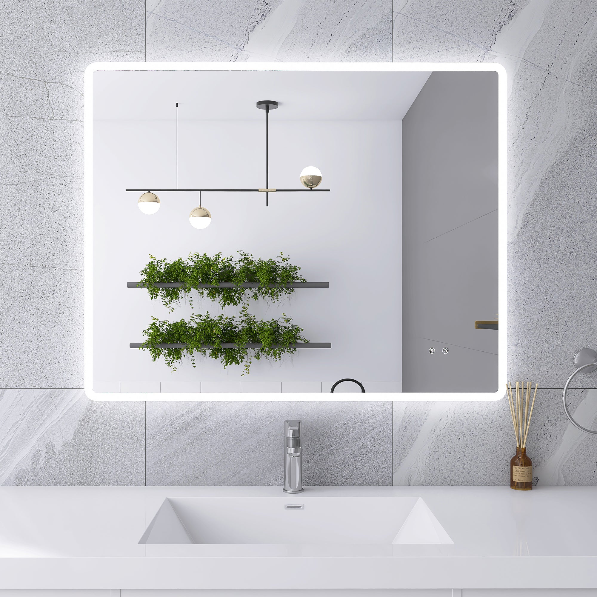 Rectangular Frameless Dimmable Wall Mounted LED Bathroom Vanity Mirror