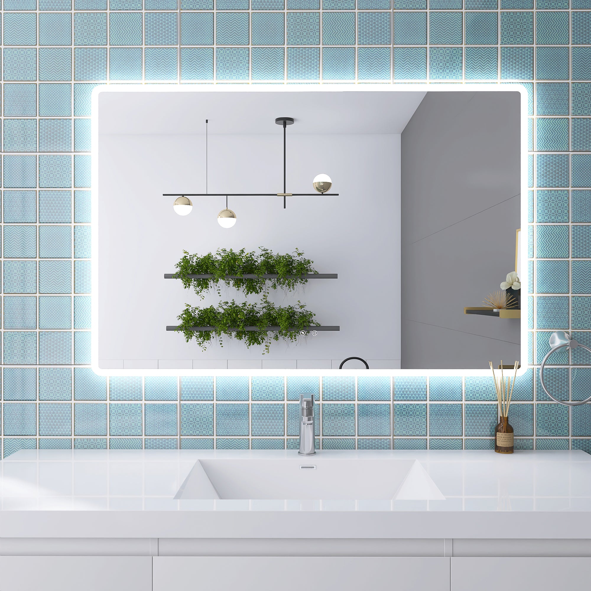 Rectangular Frameless Dimmable Wall Mounted LED Bathroom Vanity Mirror
