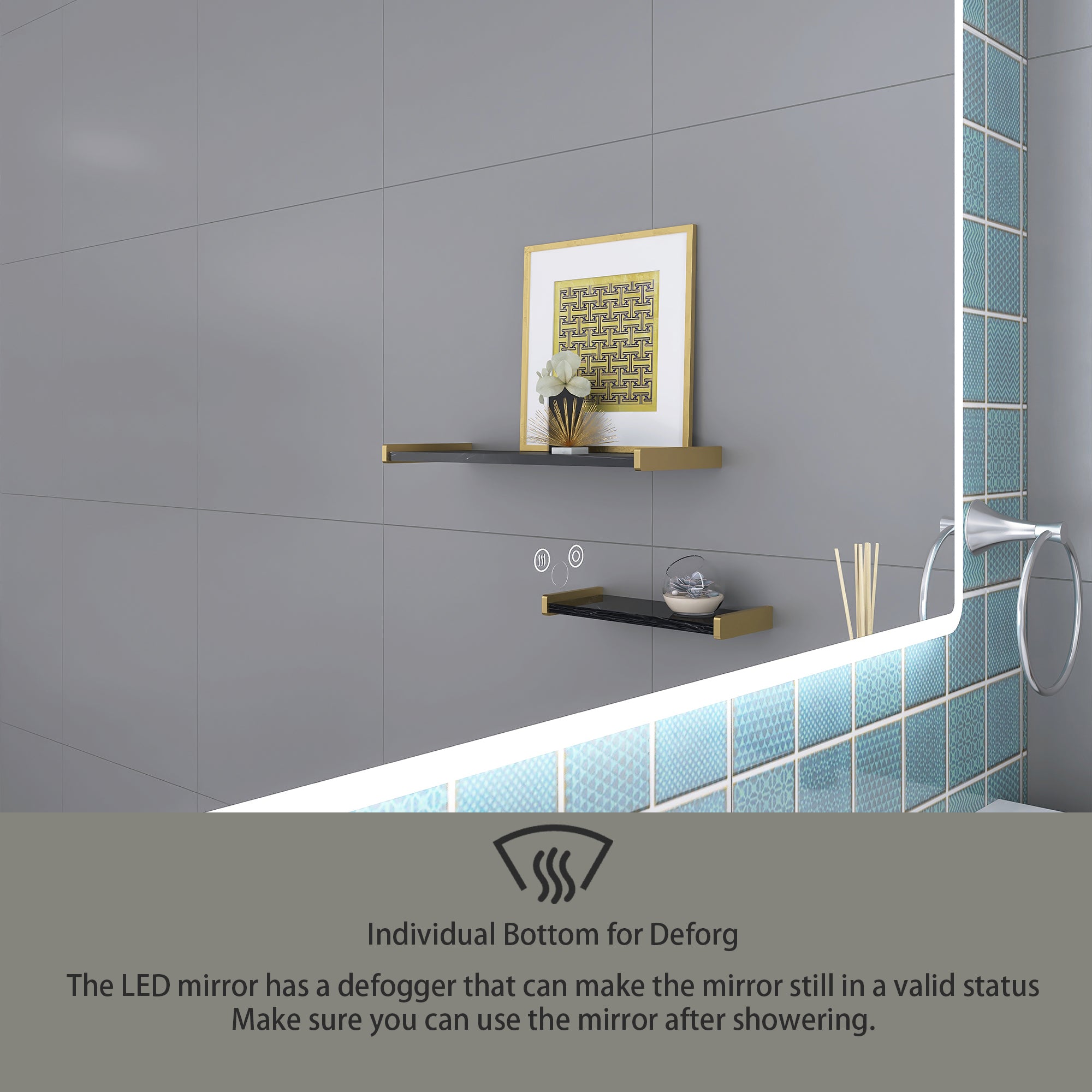 Rectangular Frameless Dimmable Wall Mounted LED Bathroom Vanity Mirror
