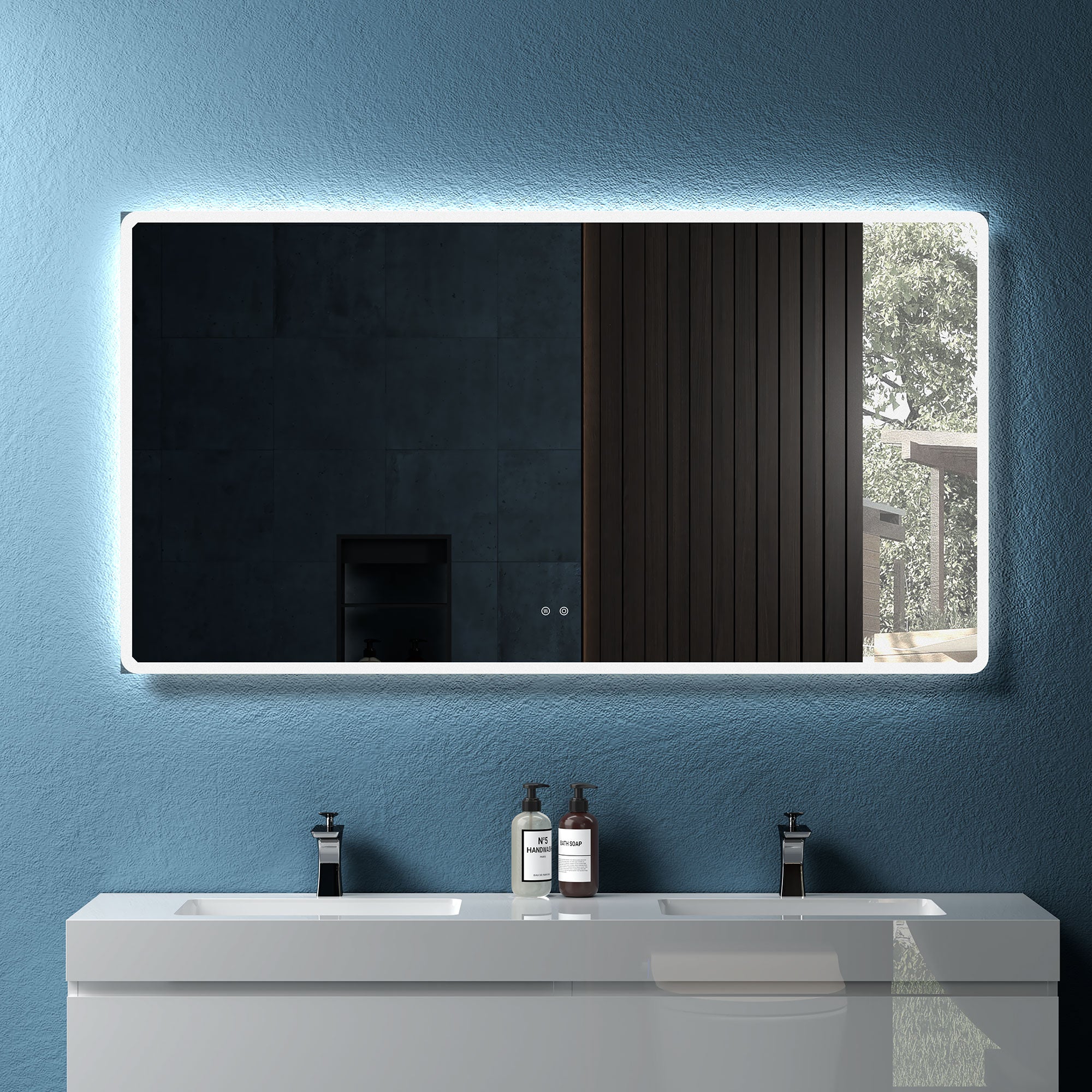 Rectangular Frameless Dimmable Wall Mounted LED Bathroom Vanity Mirror