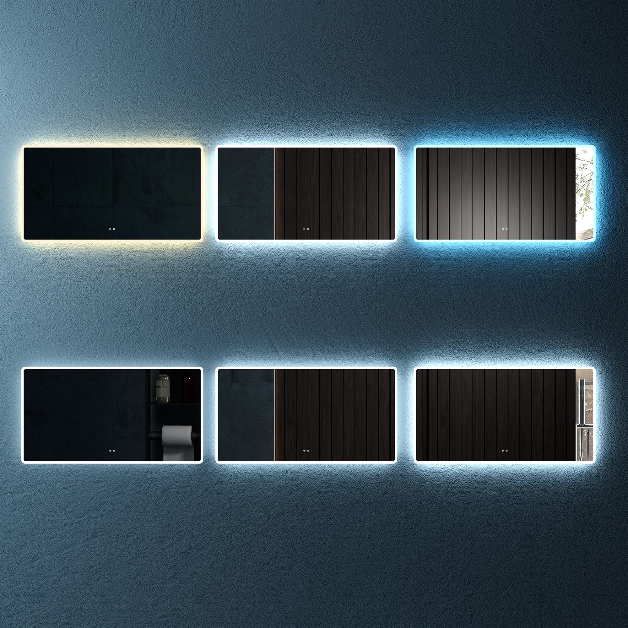 Rectangular Frameless Dimmable Wall Mounted LED Bathroom Vanity Mirror