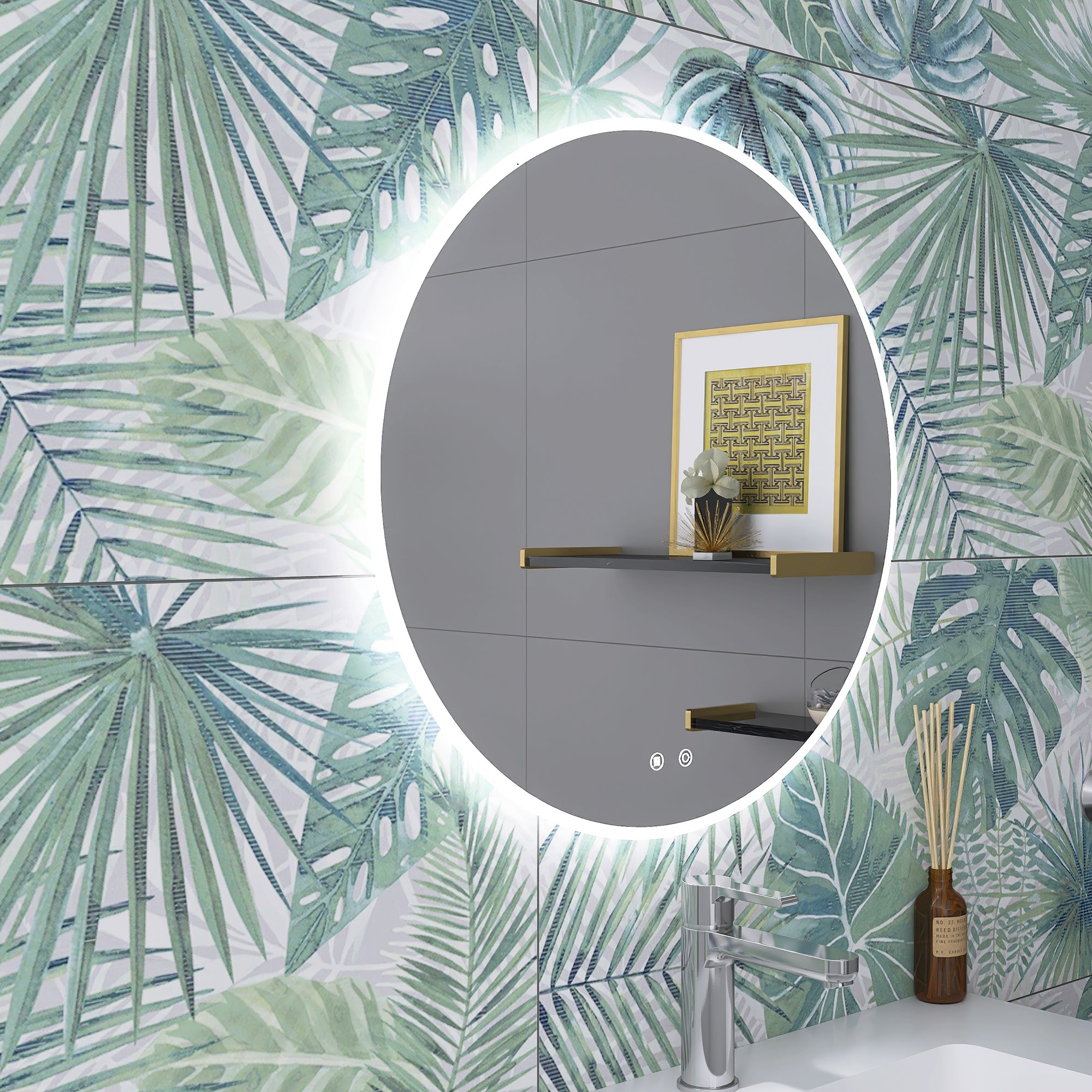 Round Frameless Dimmable Wall Mounted LED Bathroom Vanity Mirror