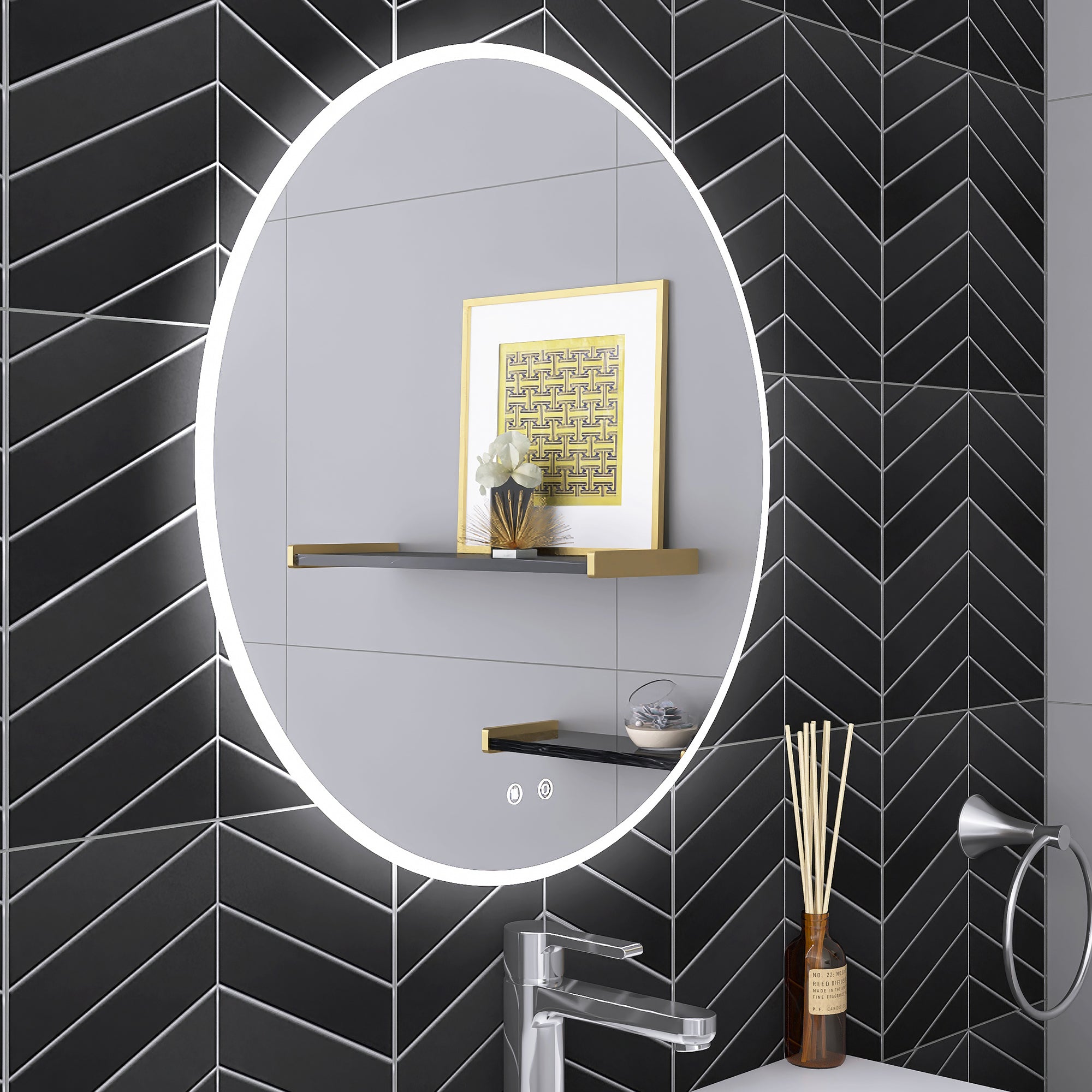 Round Frameless Dimmable Wall Mounted LED Bathroom Vanity Mirror