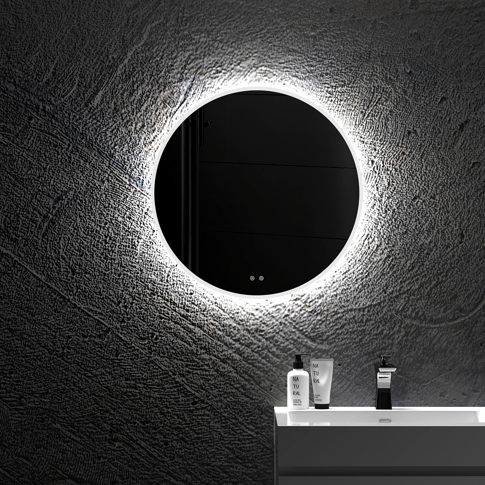 Round Frameless Dimmable Wall Mounted LED Bathroom Vanity Mirror
