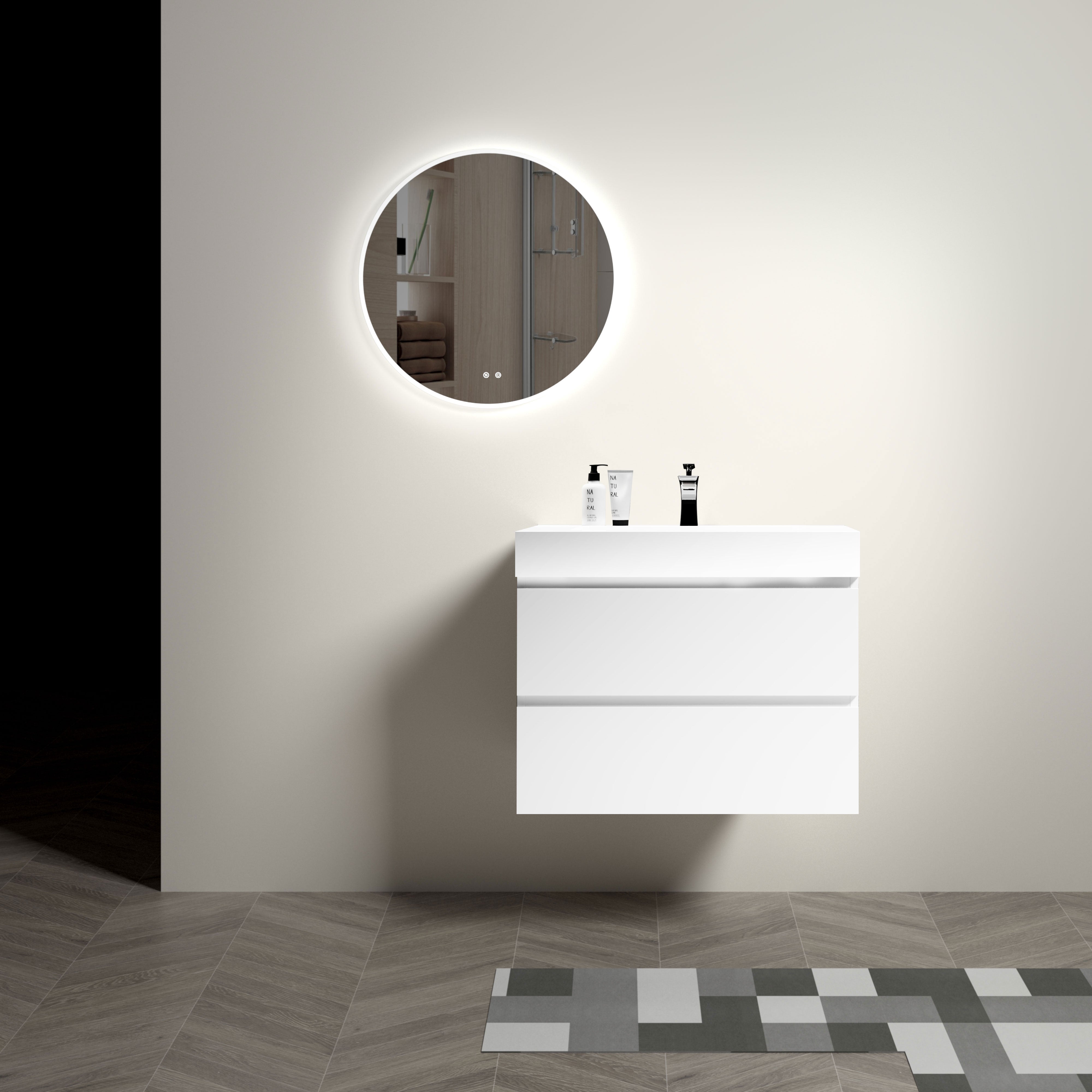 Round Frameless Dimmable Wall Mounted LED Bathroom Vanity Mirror