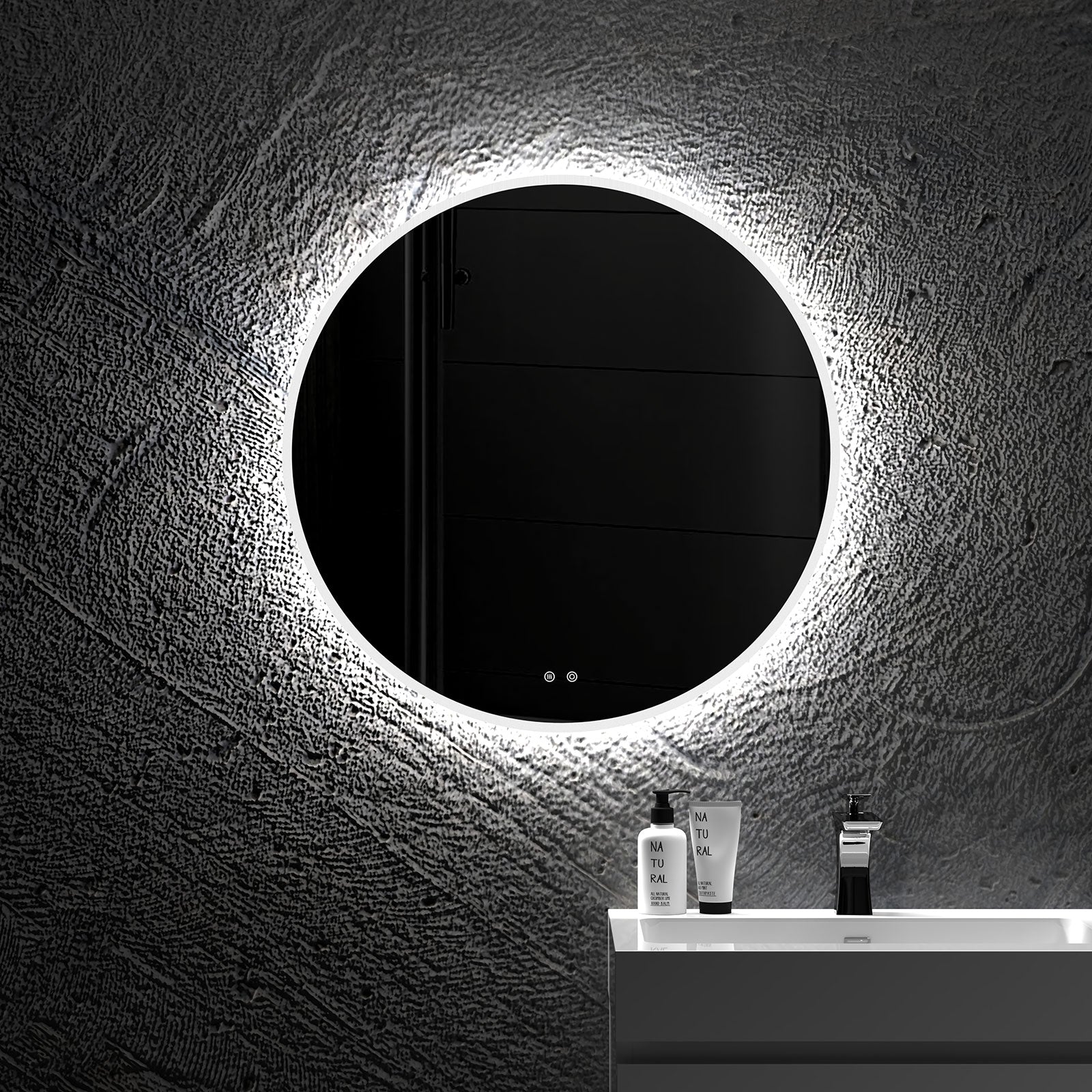 Round Frameless Dimmable Wall Mounted LED Bathroom Vanity Mirror