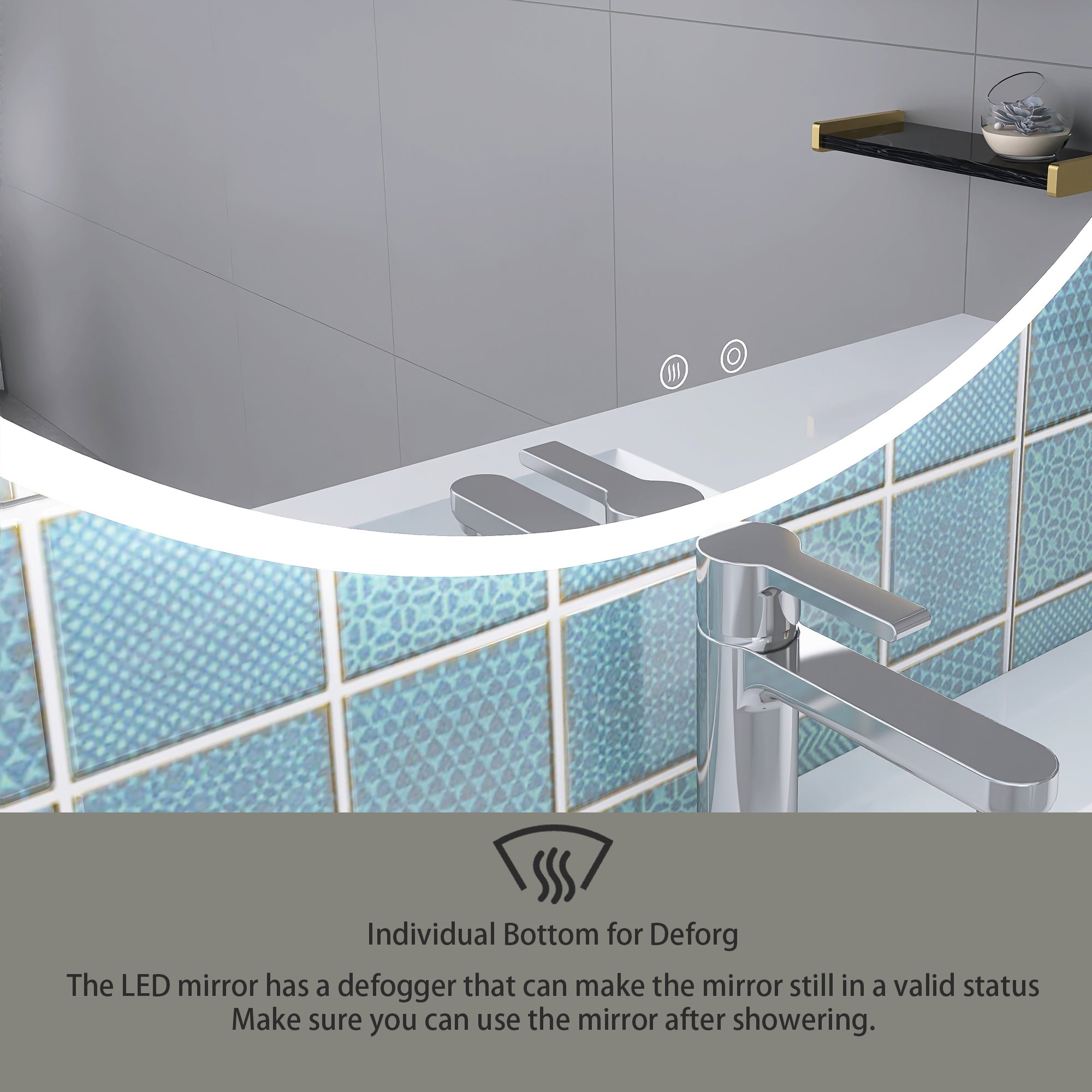 Round Frameless Dimmable Wall Mounted LED Bathroom Vanity Mirror