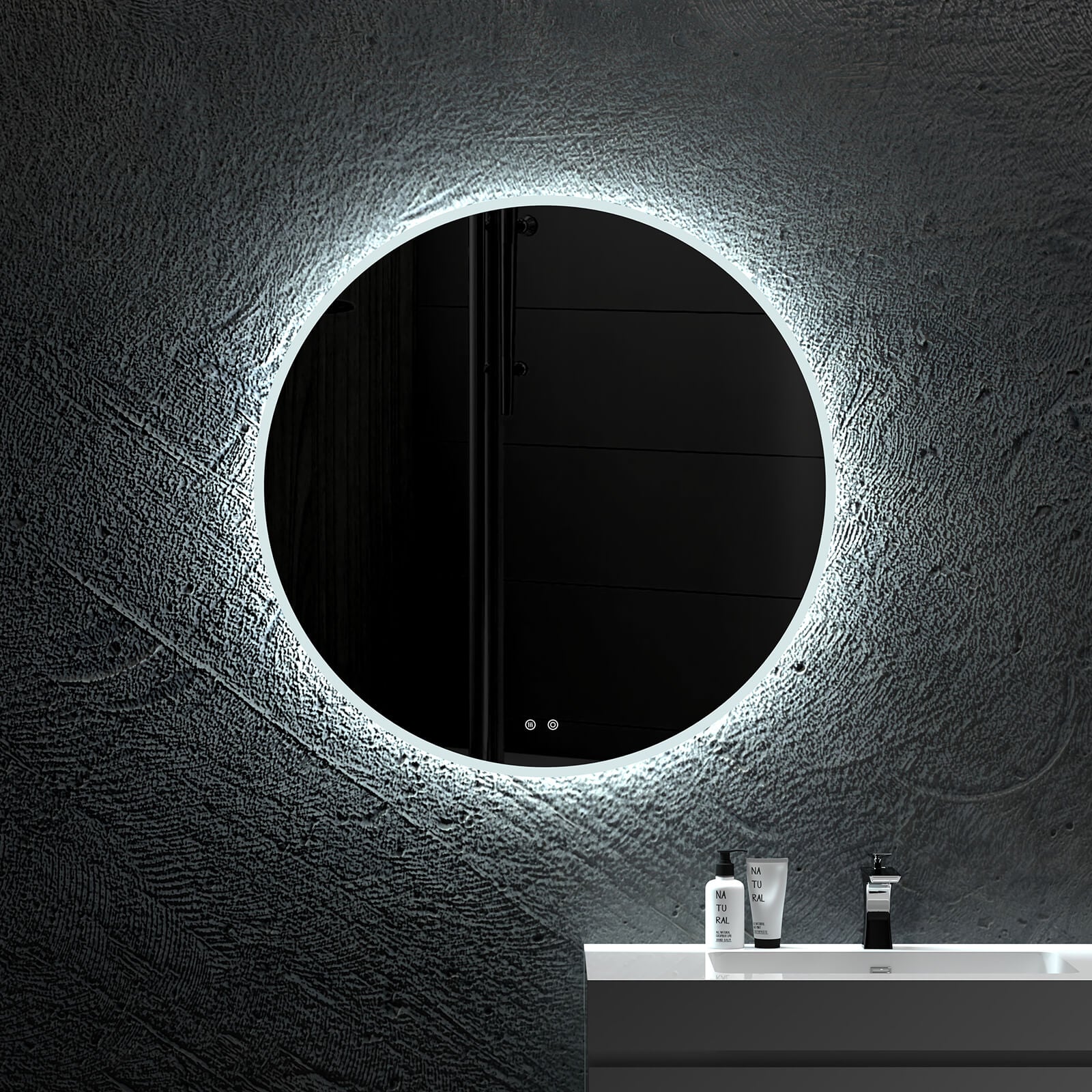 Round Frameless Dimmable Wall Mounted LED Bathroom Vanity Mirror