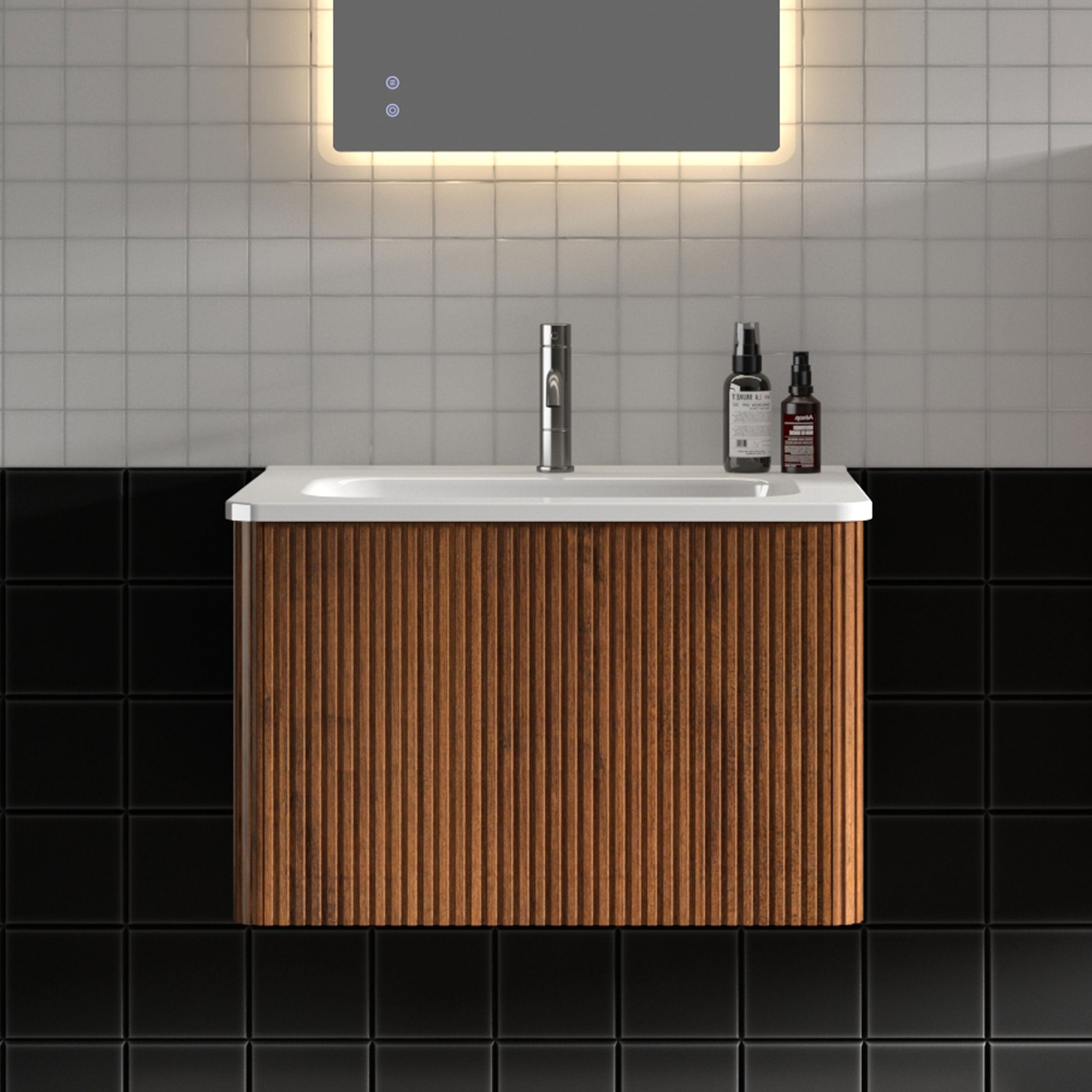 24 in./ 30 in. W Wall Mounted Bathroom Vanity with Integrated Ceramic Sink and Drawer