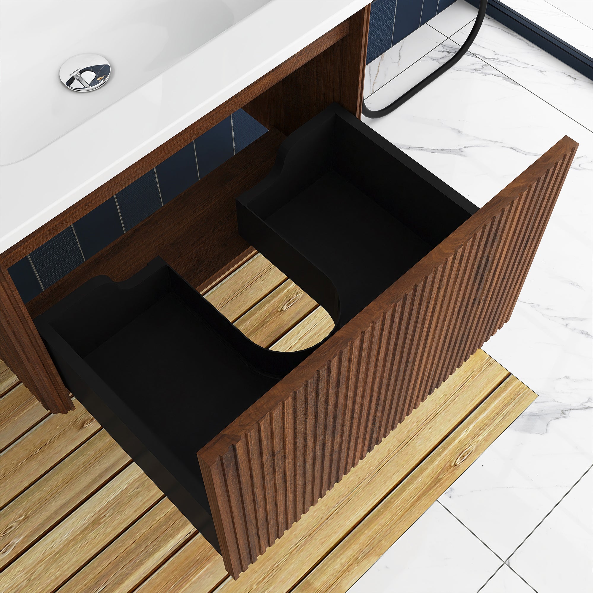 24 in./ 30 in. W Wall Mounted Bathroom Vanity with Integrated Ceramic Sink and Drawer