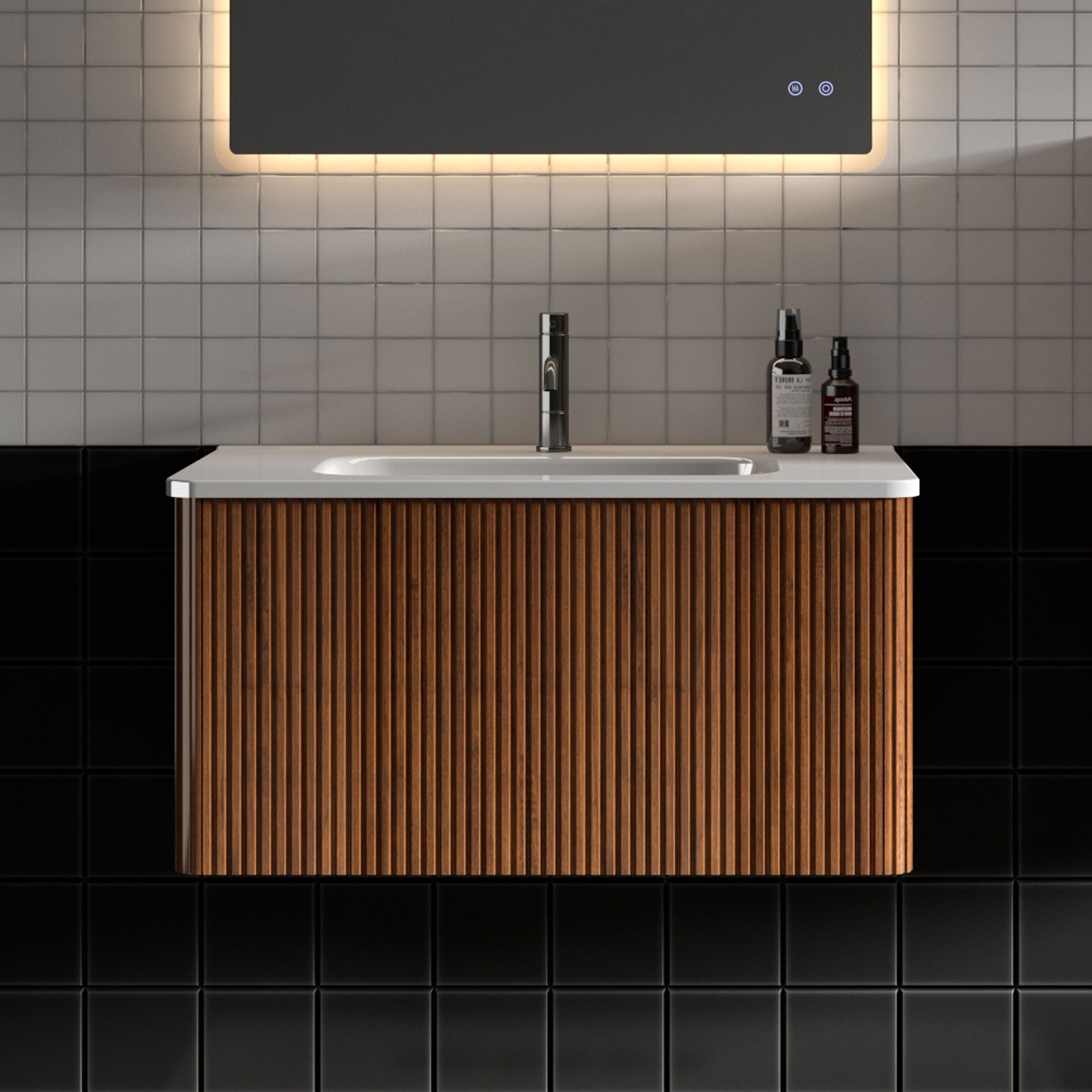 24 in./ 30 in. W Wall Mounted Bathroom Vanity with Integrated Ceramic Sink and Drawer