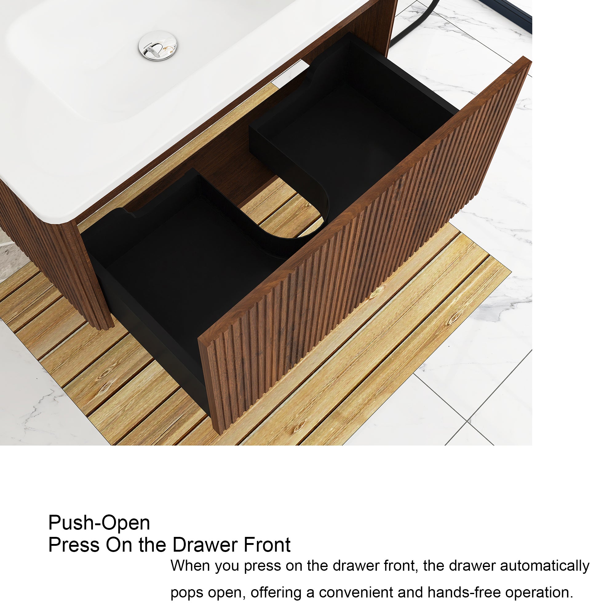 24 in./ 30 in. W Wall Mounted Bathroom Vanity with Integrated Ceramic Sink and Drawer