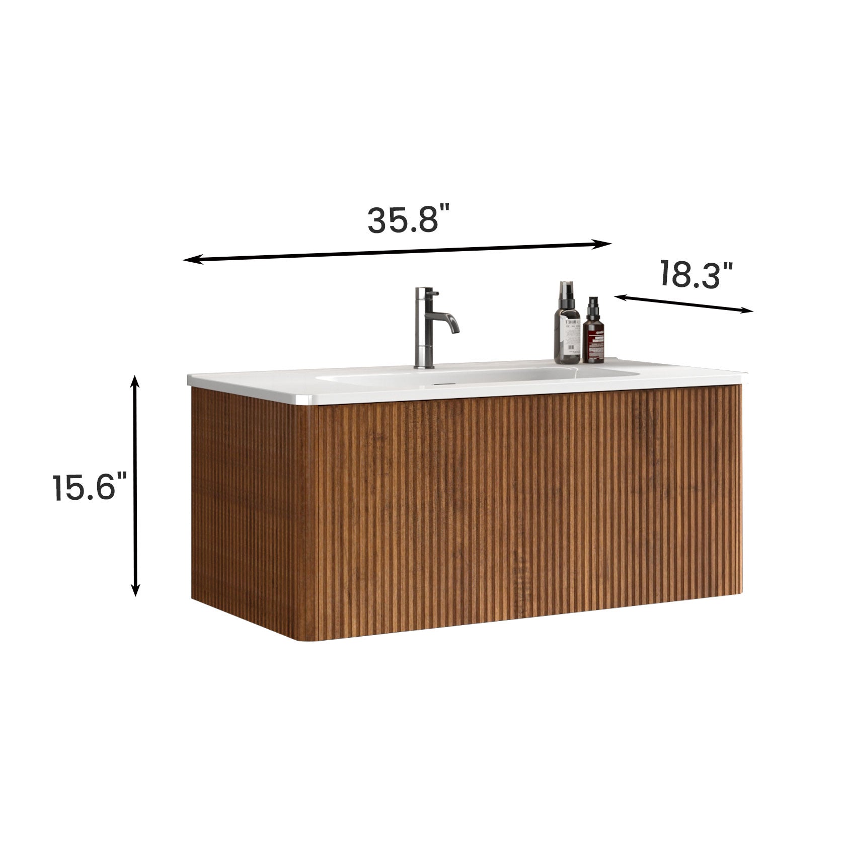 24 in./ 30 in./36 in. W Wall Mounted Bathroom Vanity with Integrated Ceramic Sink and Drawer