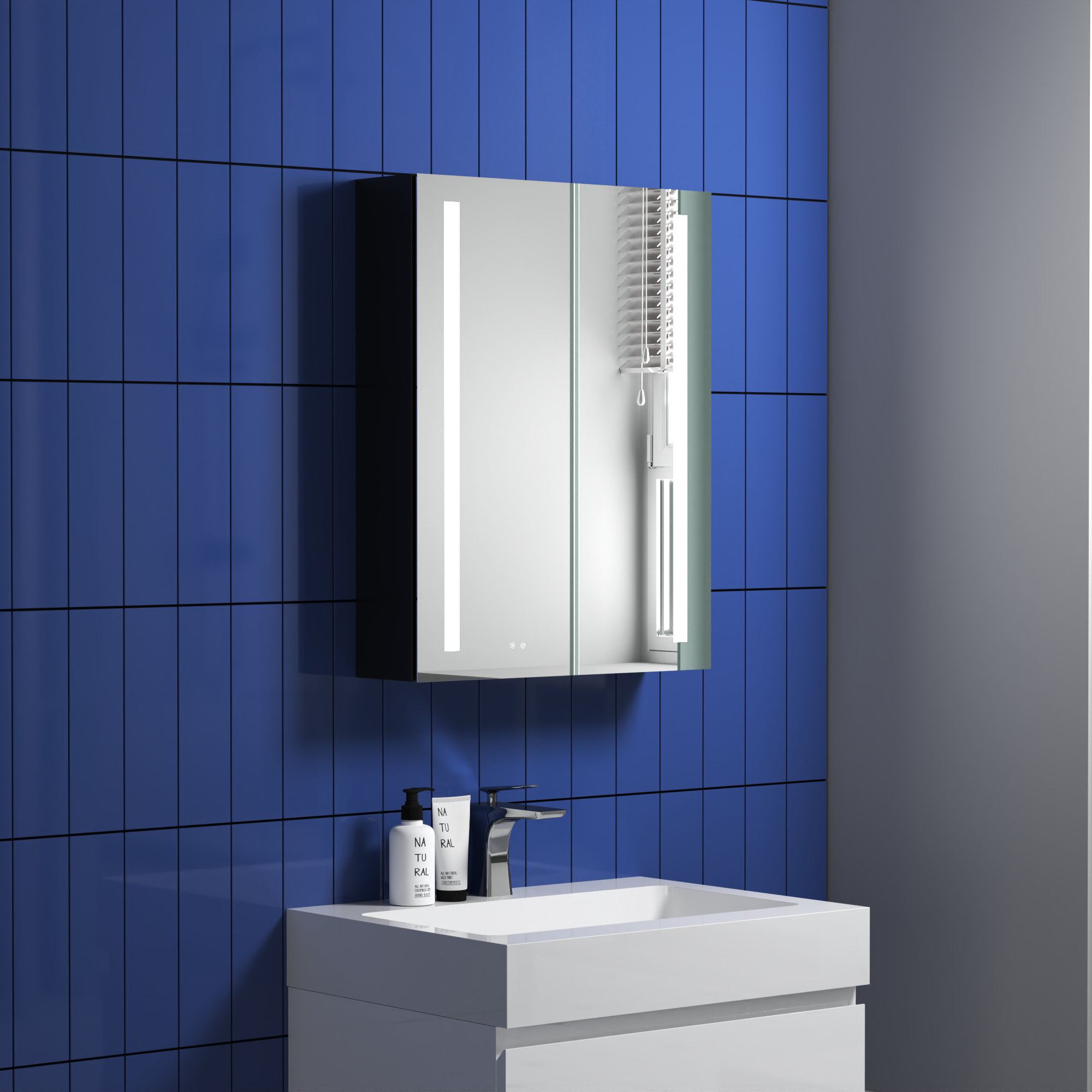 Surface Mount Bathroom Medicine Cabinet with Mirror and Shelves