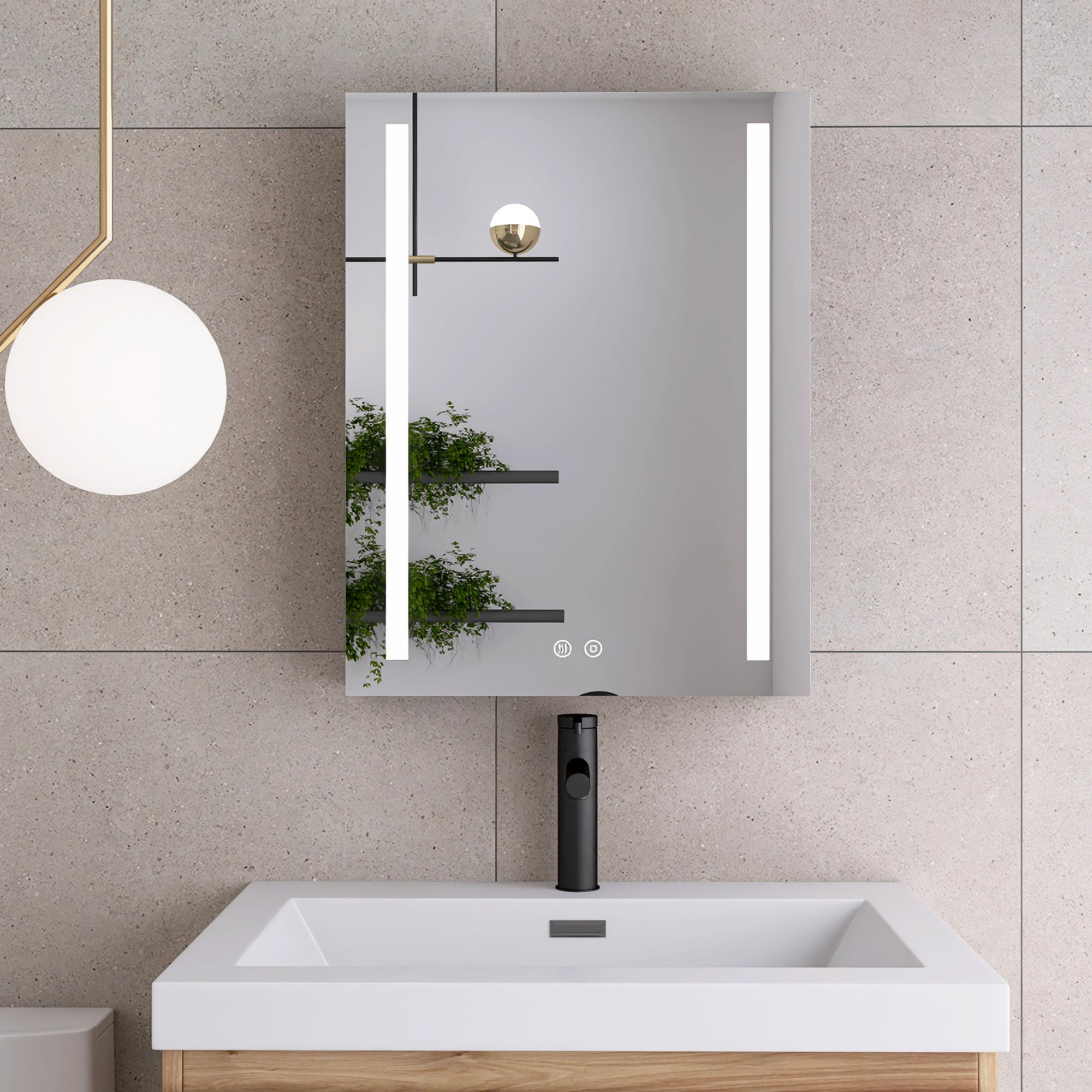 Surface Mount Bathroom Medicine Cabinet with Mirror and Shelves