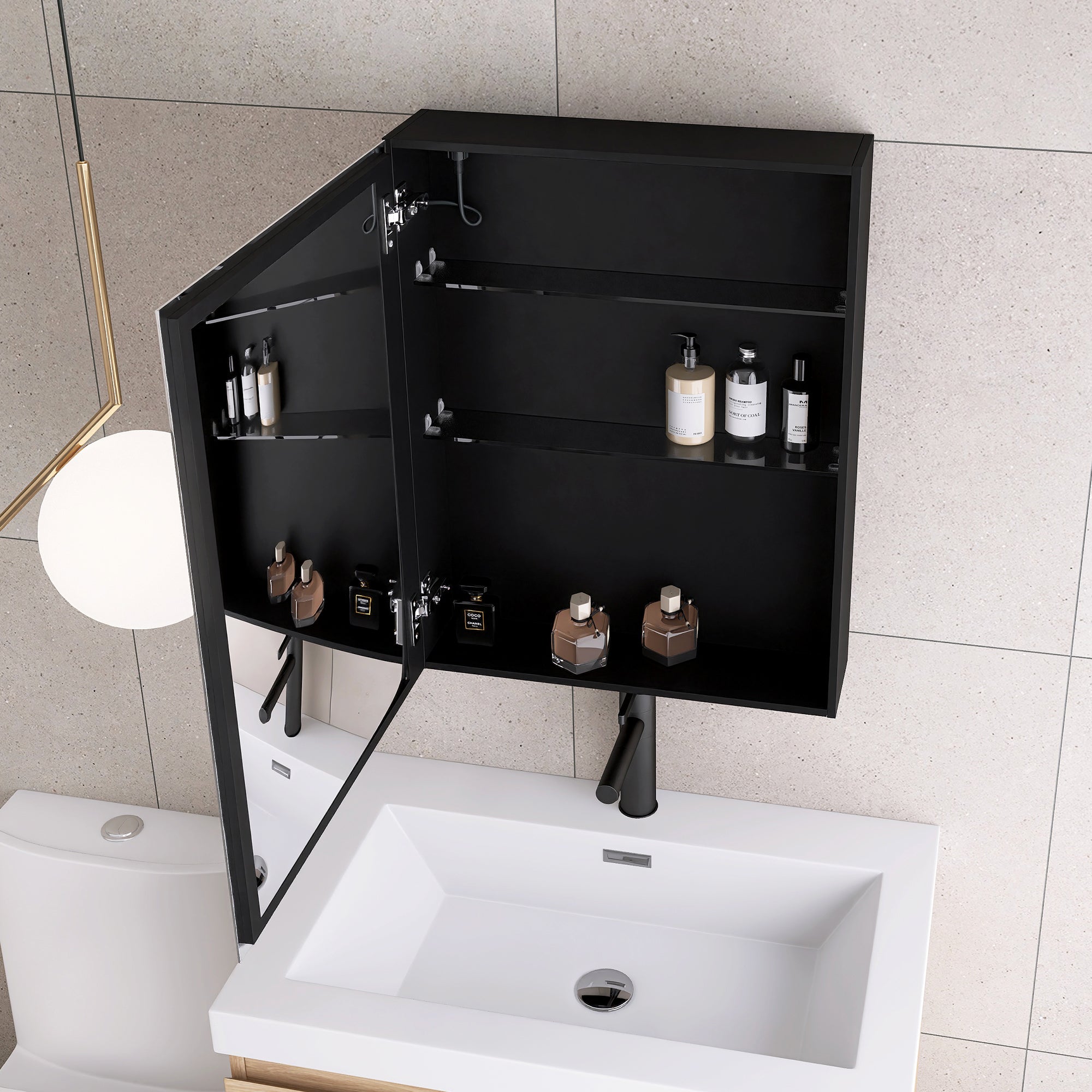 Surface Mount Bathroom Medicine Cabinet with Mirror and Shelves