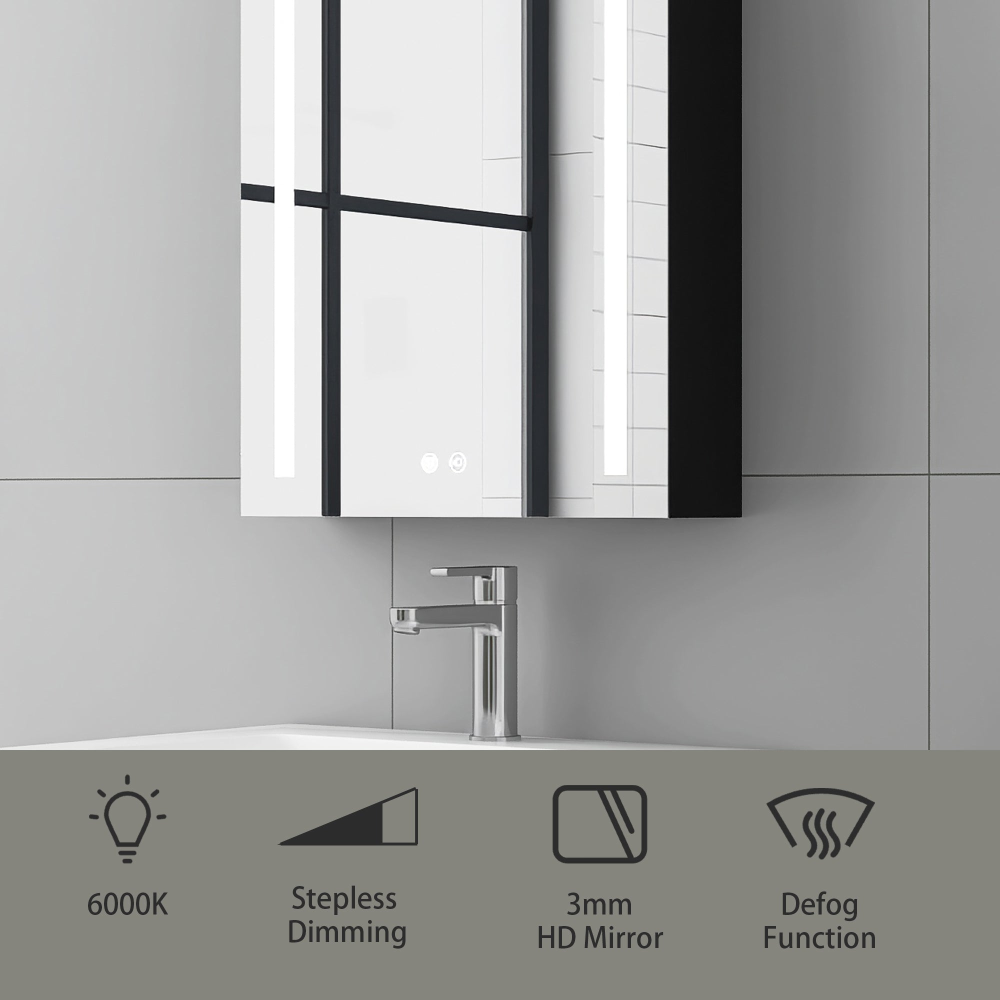 Surface Mount Bathroom Medicine Cabinet with Mirror and Shelves
