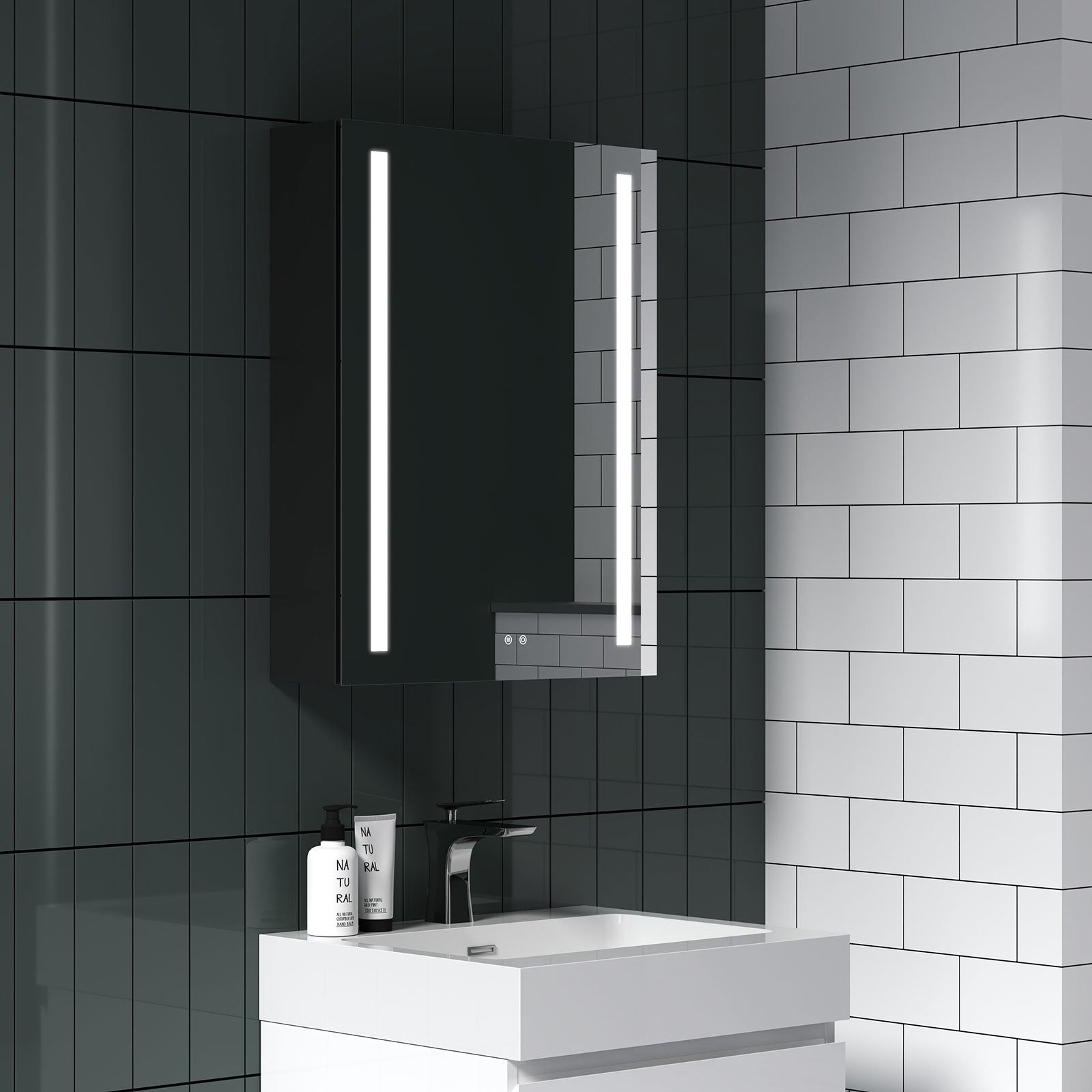 Surface Mount Bathroom Medicine Cabinet with Mirror and Shelves