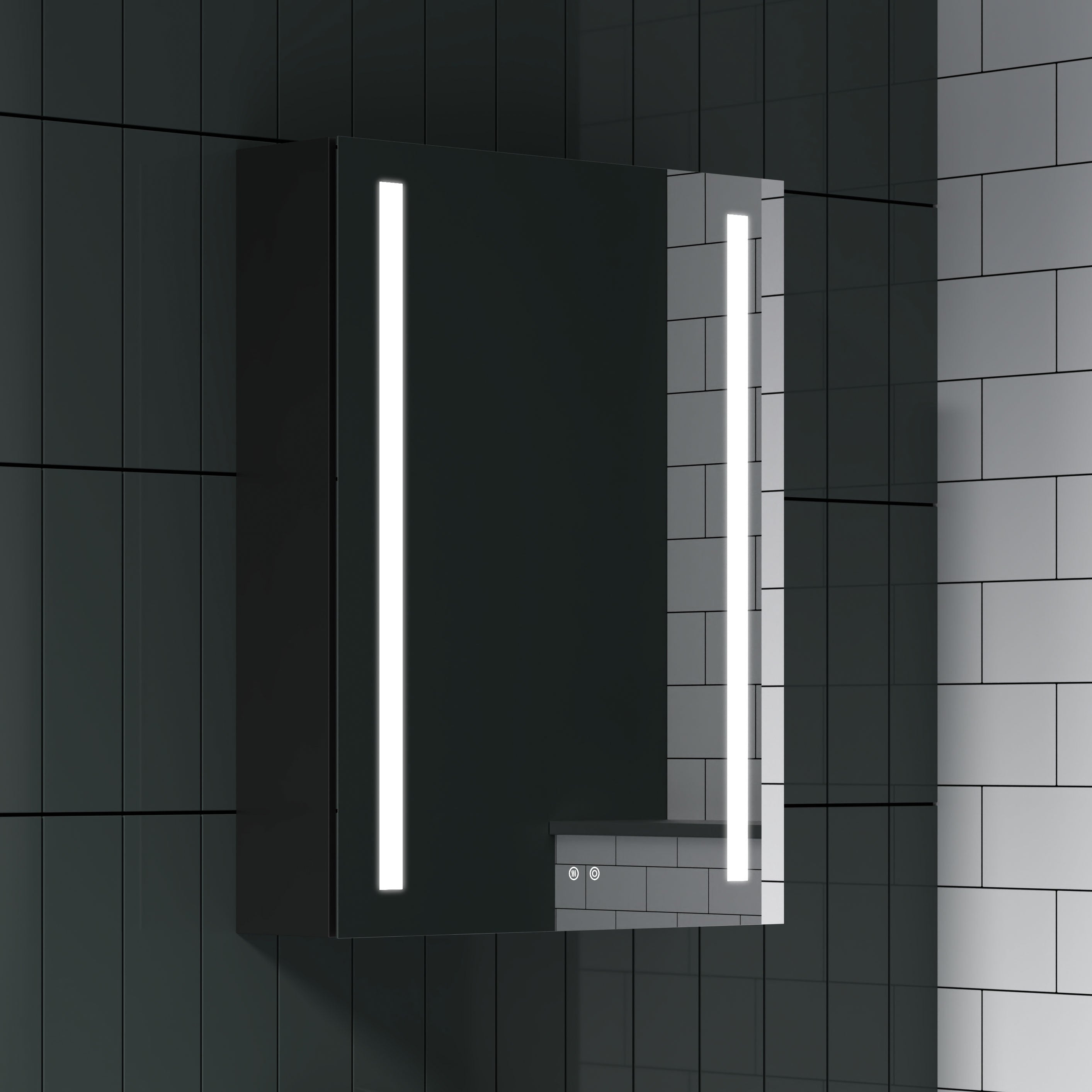 Surface Mount Bathroom Medicine Cabinet with Mirror and Shelves