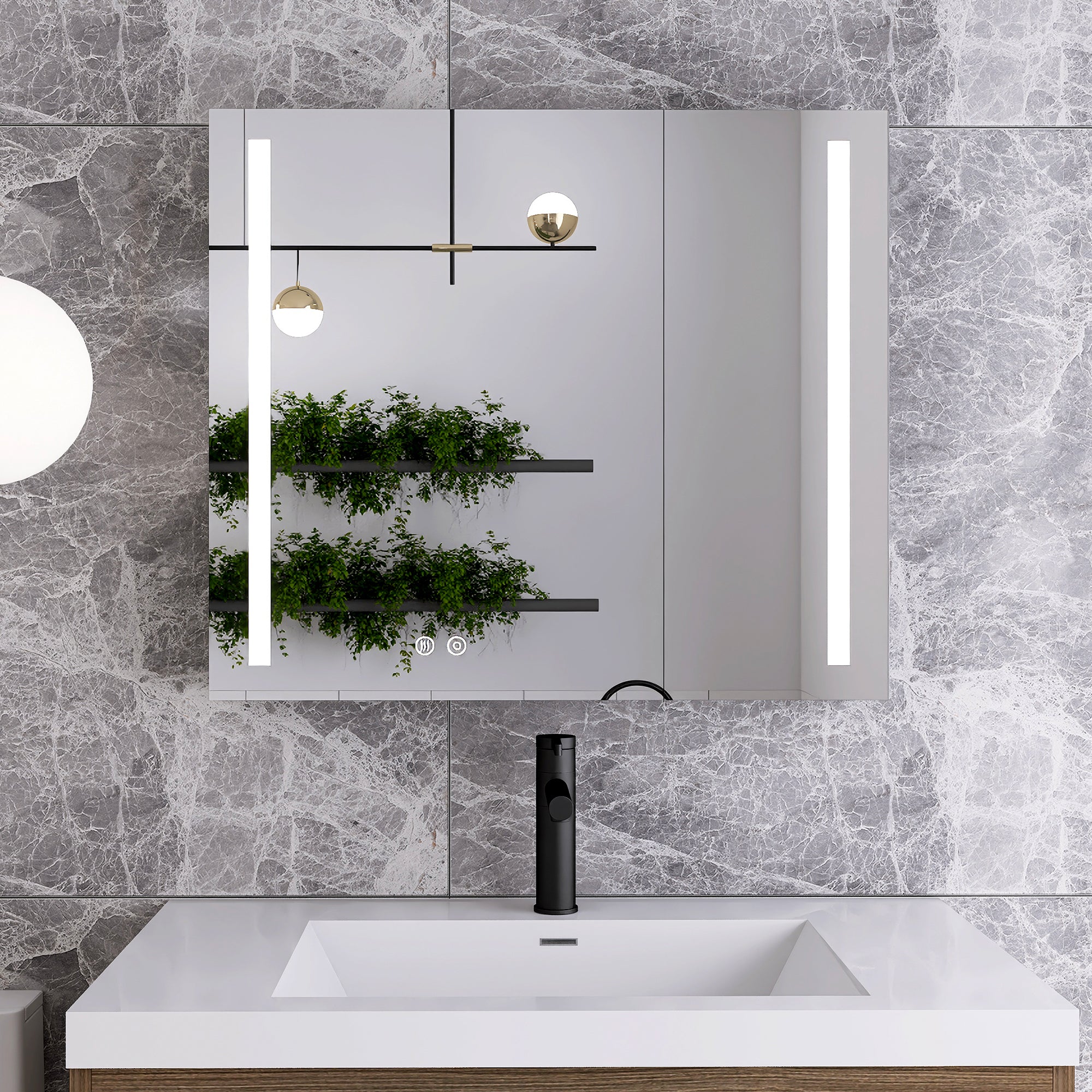 Surface Mount Bathroom Medicine Cabinet with Mirror and Shelves