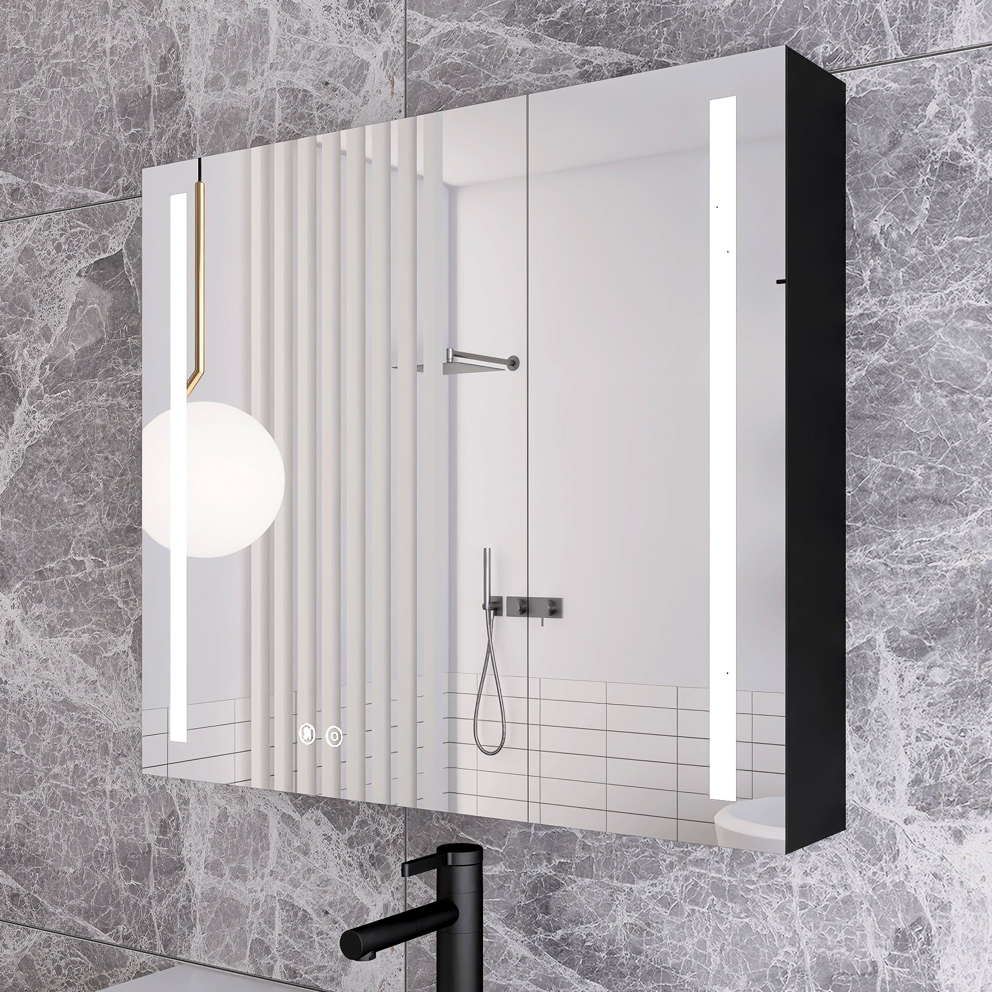 Surface Mount Bathroom Medicine Cabinet with Mirror and Shelves