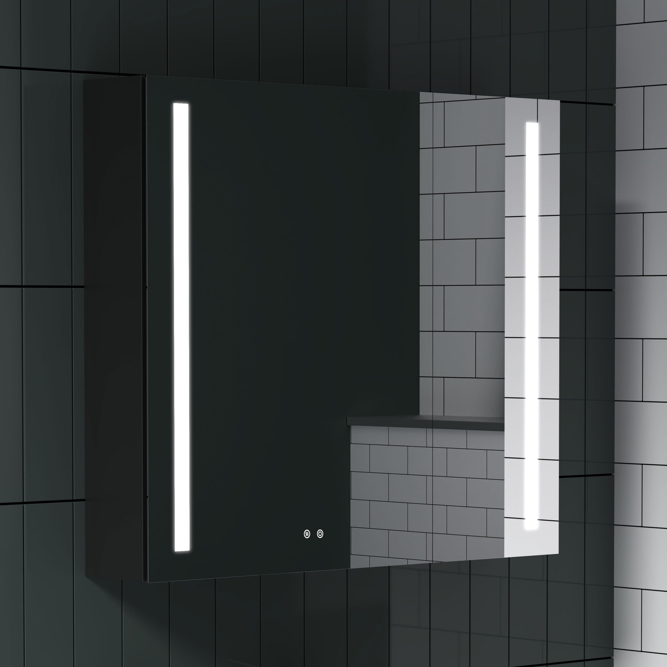 Surface Mount Bathroom Medicine Cabinet with Mirror and Shelves