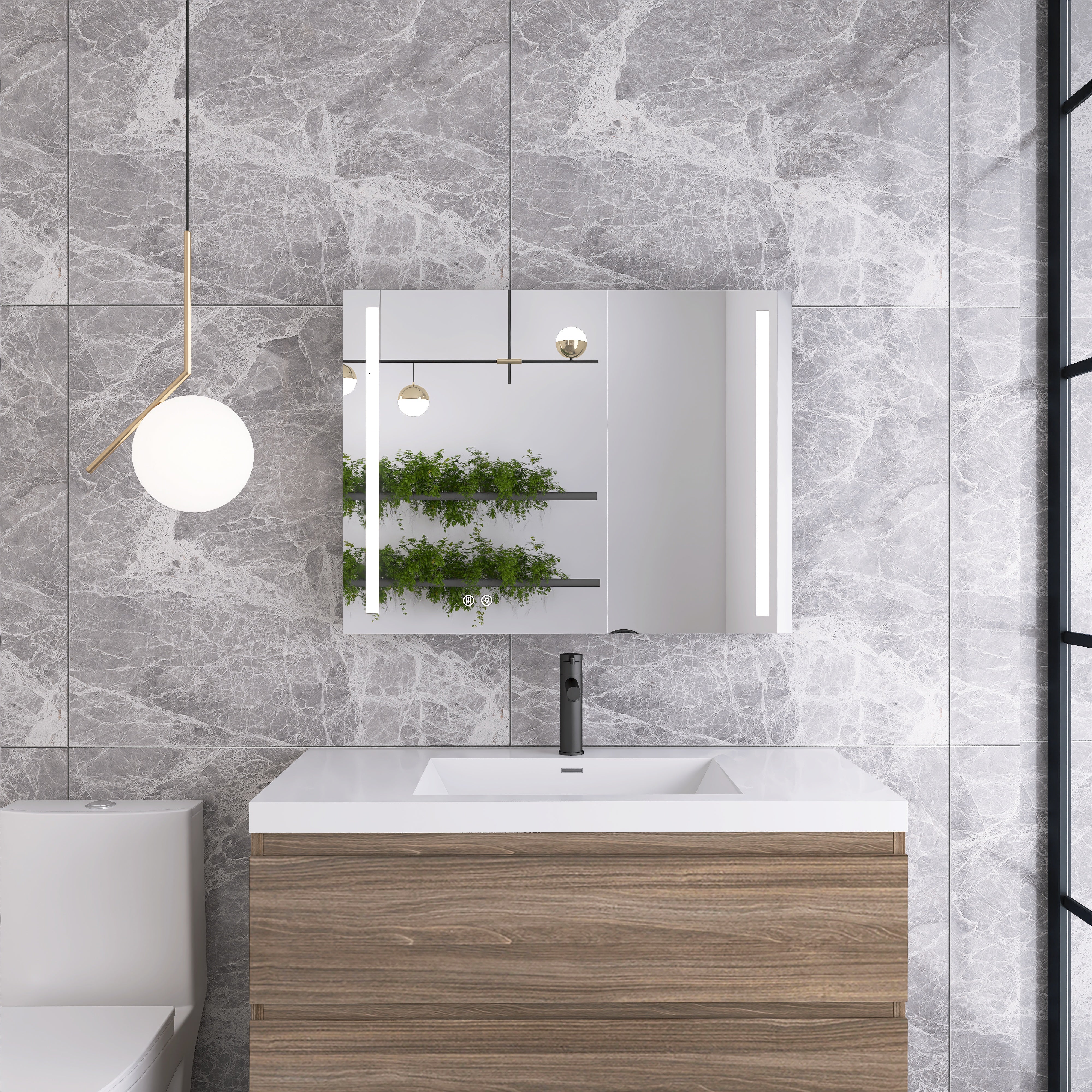 Surface Mount Bathroom Medicine Cabinet with Mirror and Shelves